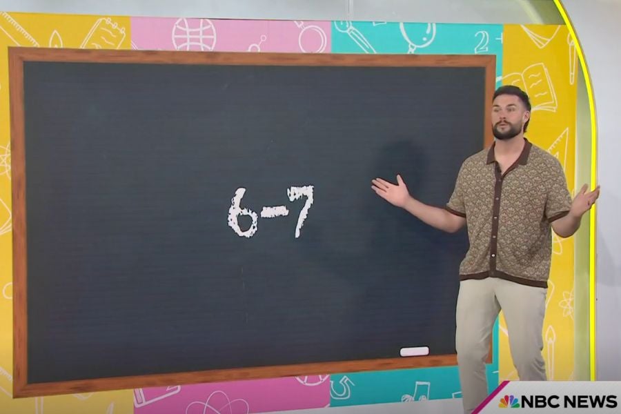 The Today show explains the ‘67’ trend. Often shouted with a ‘juggling’ gesture, the slang is a nonsensical call-and-response where one person says ‘six’ and others reply ‘seven’