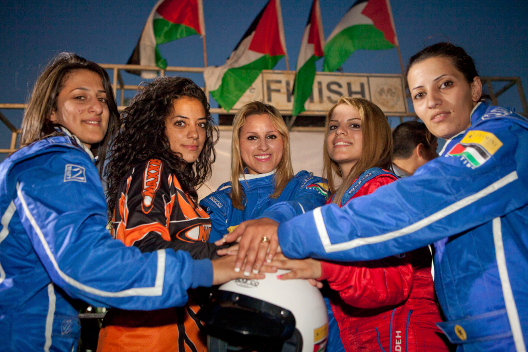 <p>The Speed Sisters, the first all-female racing team in the Arab world. From left to right: Marah Zahalka, Noor Daoud, Maysoon Jayyusi, Betty Saddeh, Mona Ennab</p>