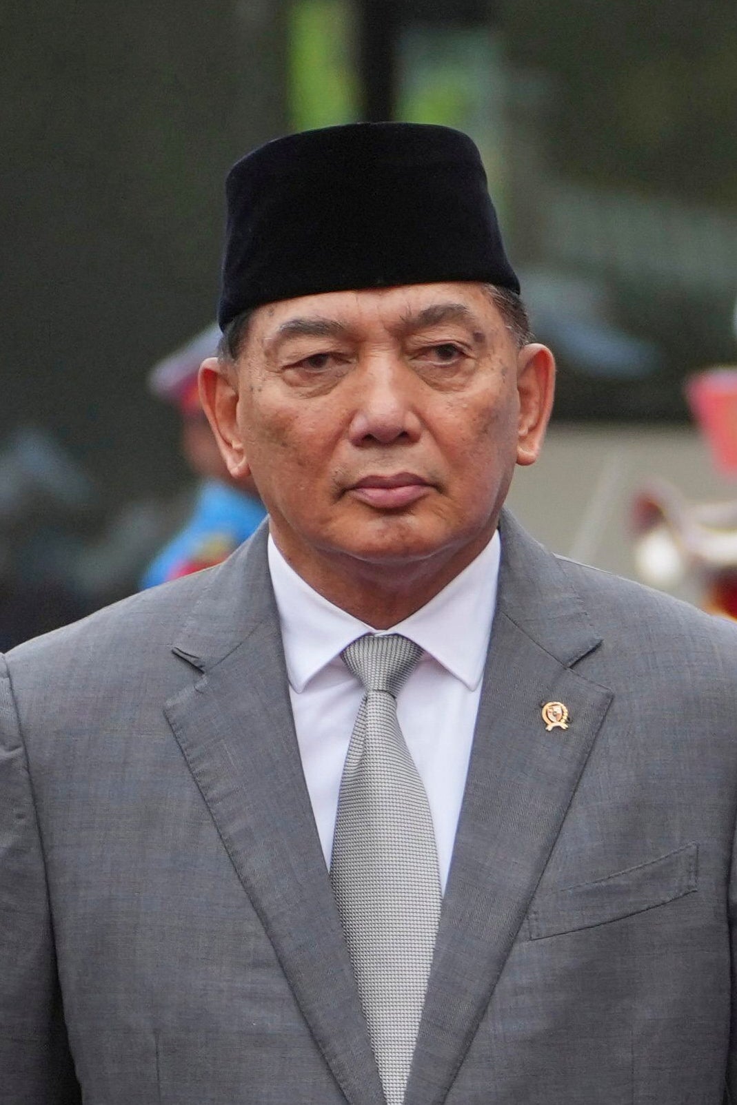 Indonesian Defense Minister Sjafrie Sjamsoeddin walks during a welcoming ceremony in Jakarta, Indonesia, Jan. 7, 2025. (AP Photo/Achmad Ibrahim, file)