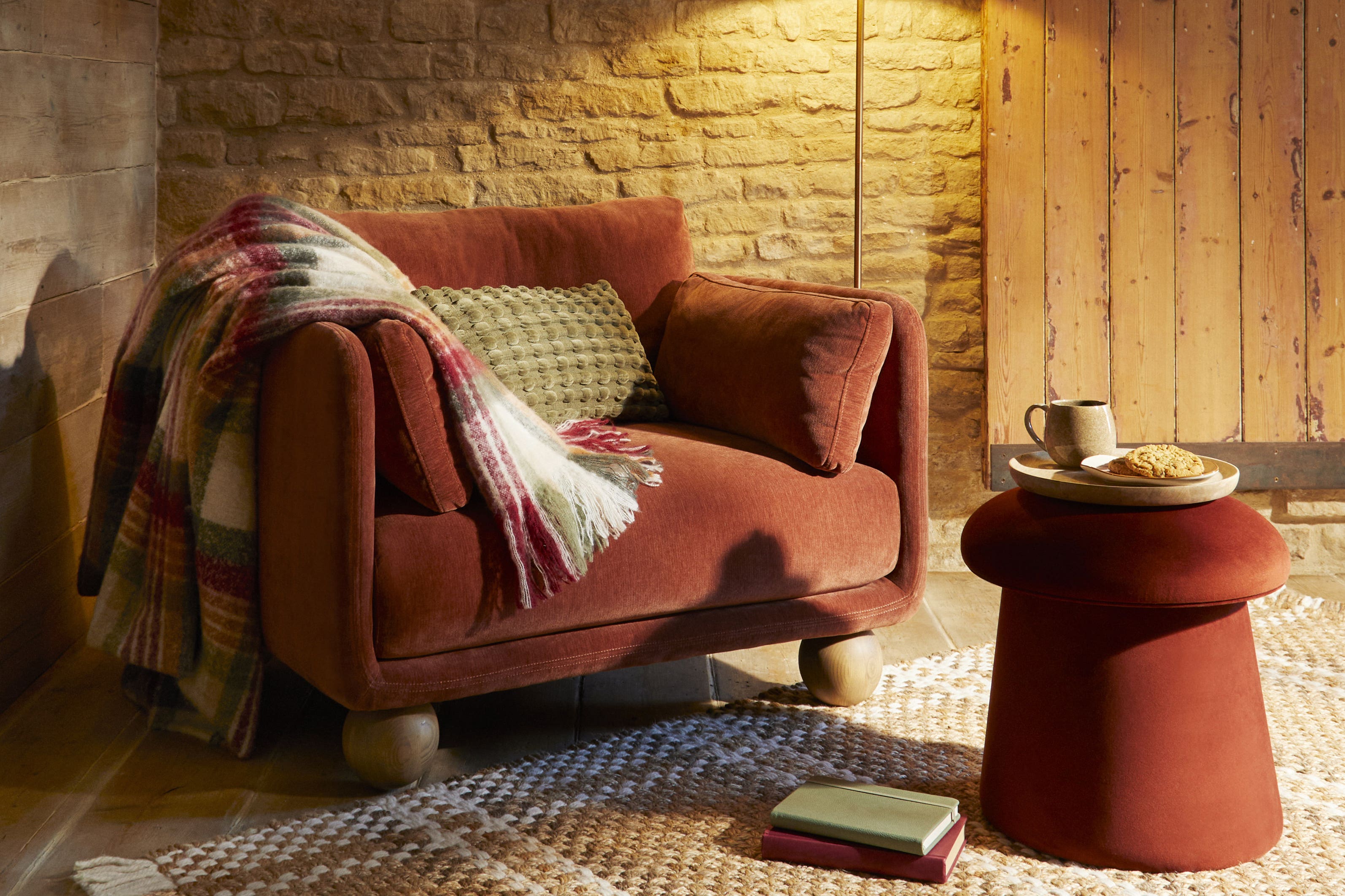 Mix and match these relaxed homewares in coordinating autumnal shades (Dunelm/PA)
