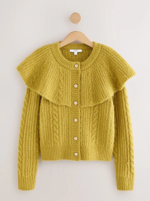 Next Citrine Yellow Cable Knit Cape Cardigan, £45