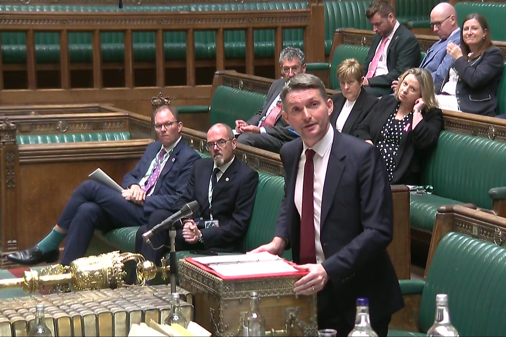 Screen grab of Parliamentary Secretary Chris Ward speaking in the House of Commons London during an Urgent Question on the witness statements published on a breach of the Official Secrets Act (House of Commons/PA)