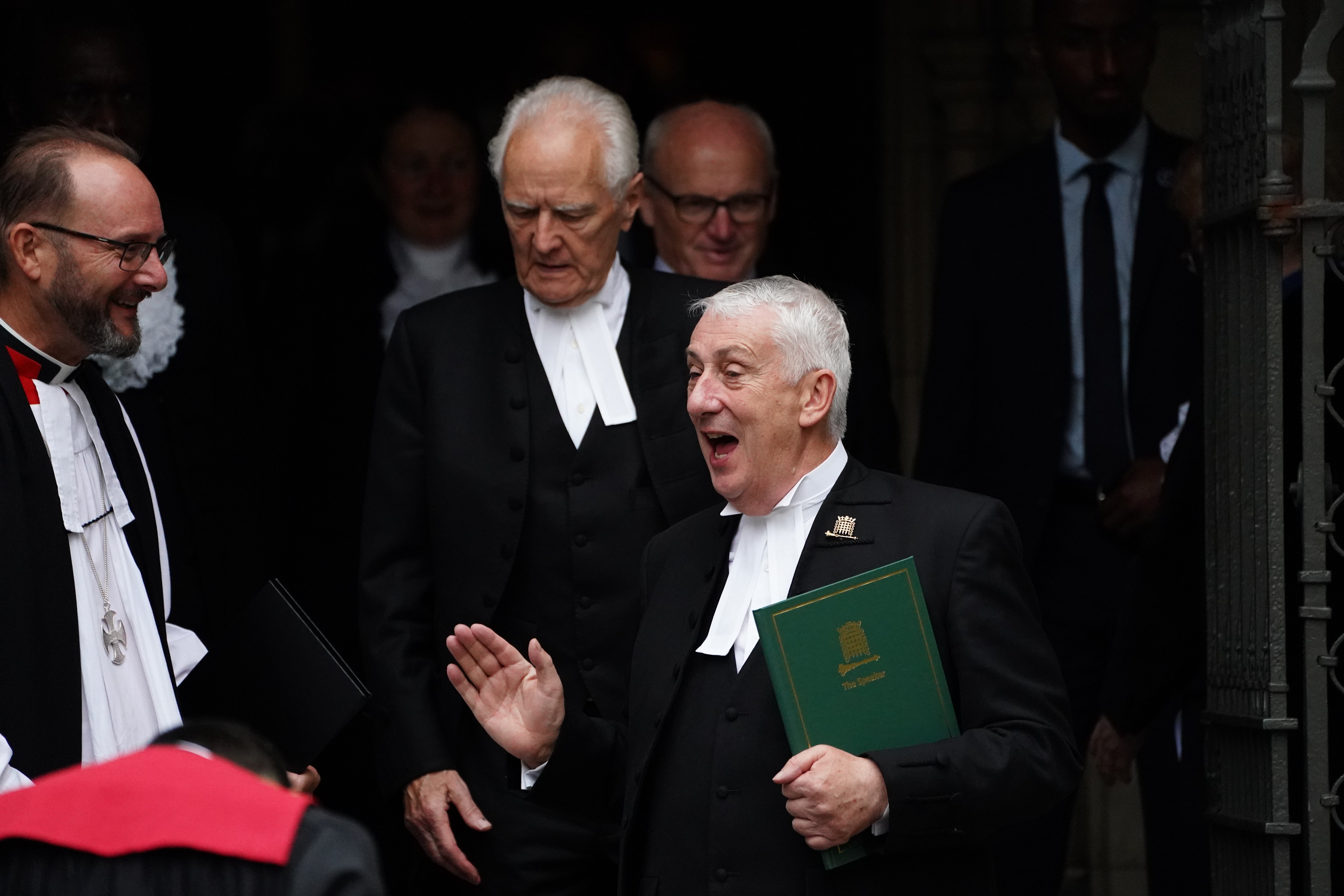 Speaker of the House of Commons Sir Lindsay Hoyle (right) and Speaker of the House of Lords, Lord McFall (back) (Jordan Pettitt/PA)
