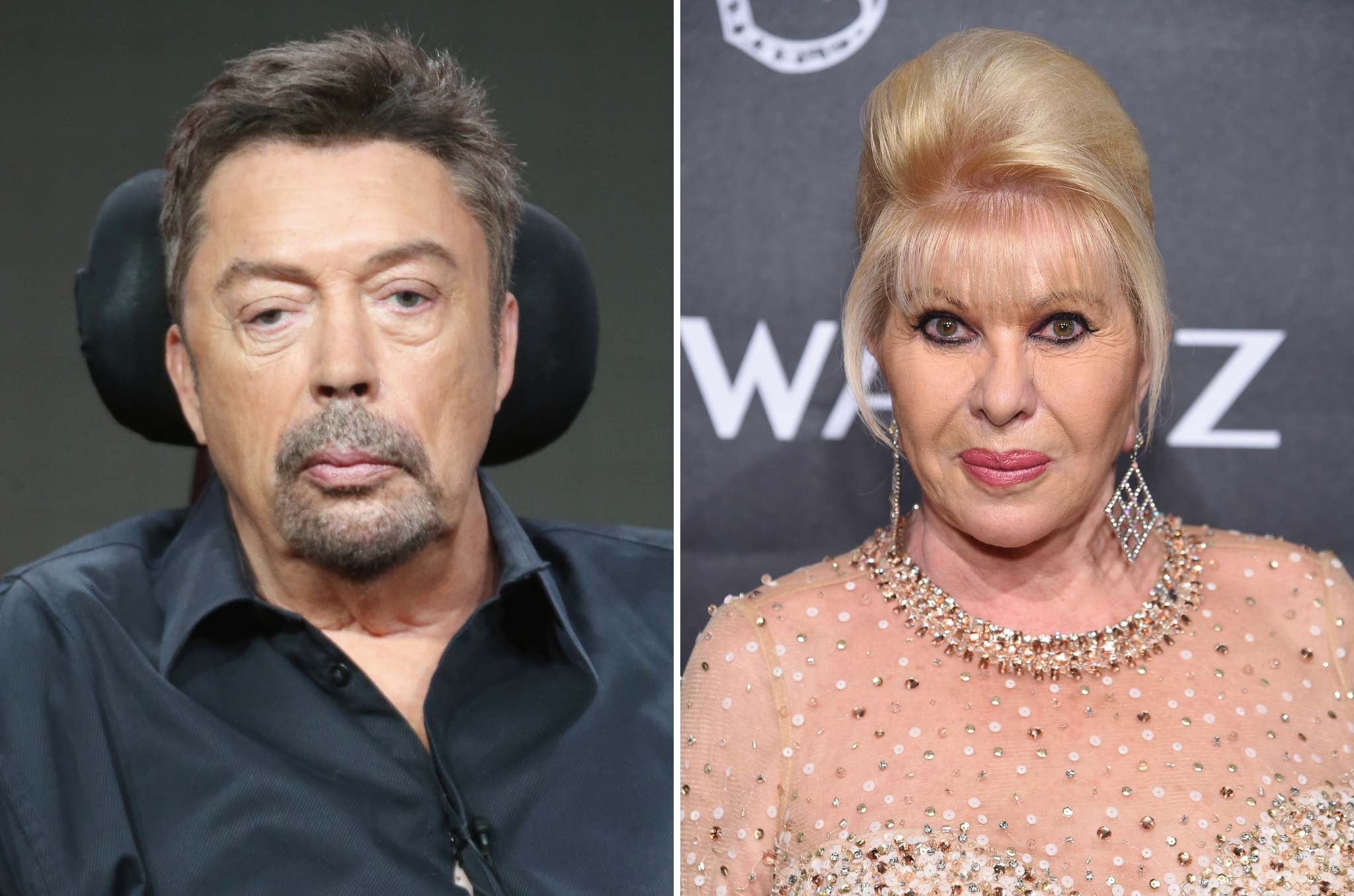 Tim Curry remembered telling the late Ivana Trump he liked her interior design choices at The Plaza Hotel, despite actually 'loathing' it