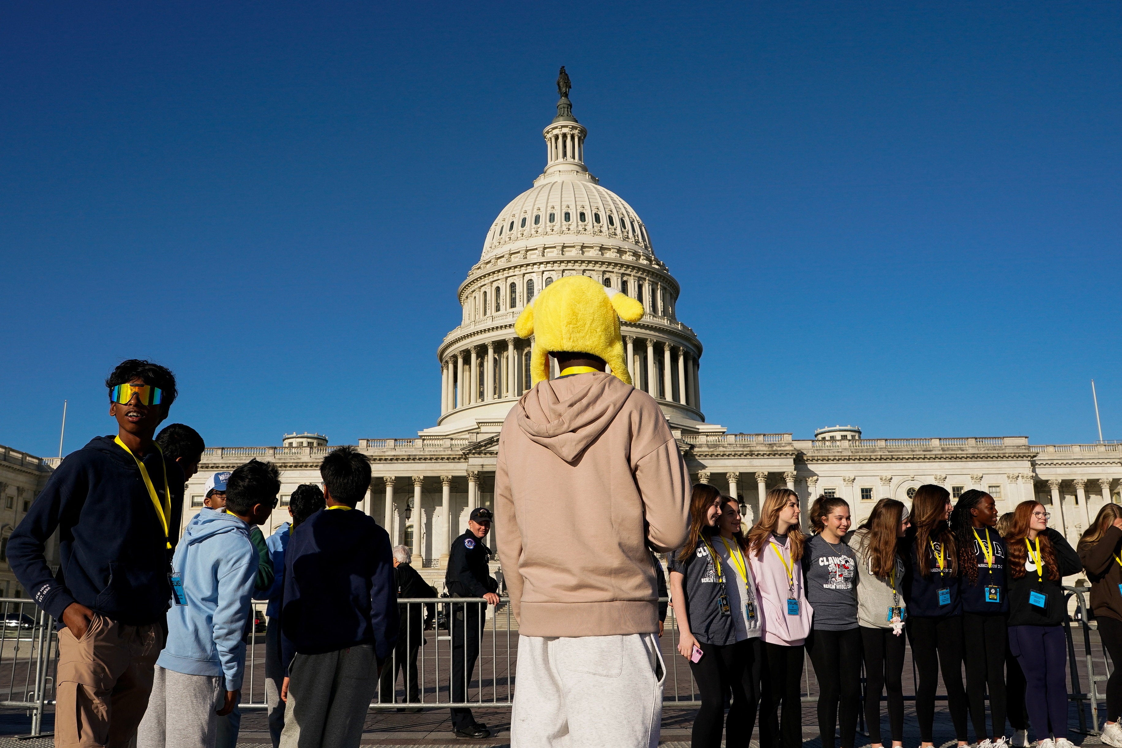 School children visit the U.S. Capitol weeks into the continuing U.S. government shutdown in Washington, D.C.