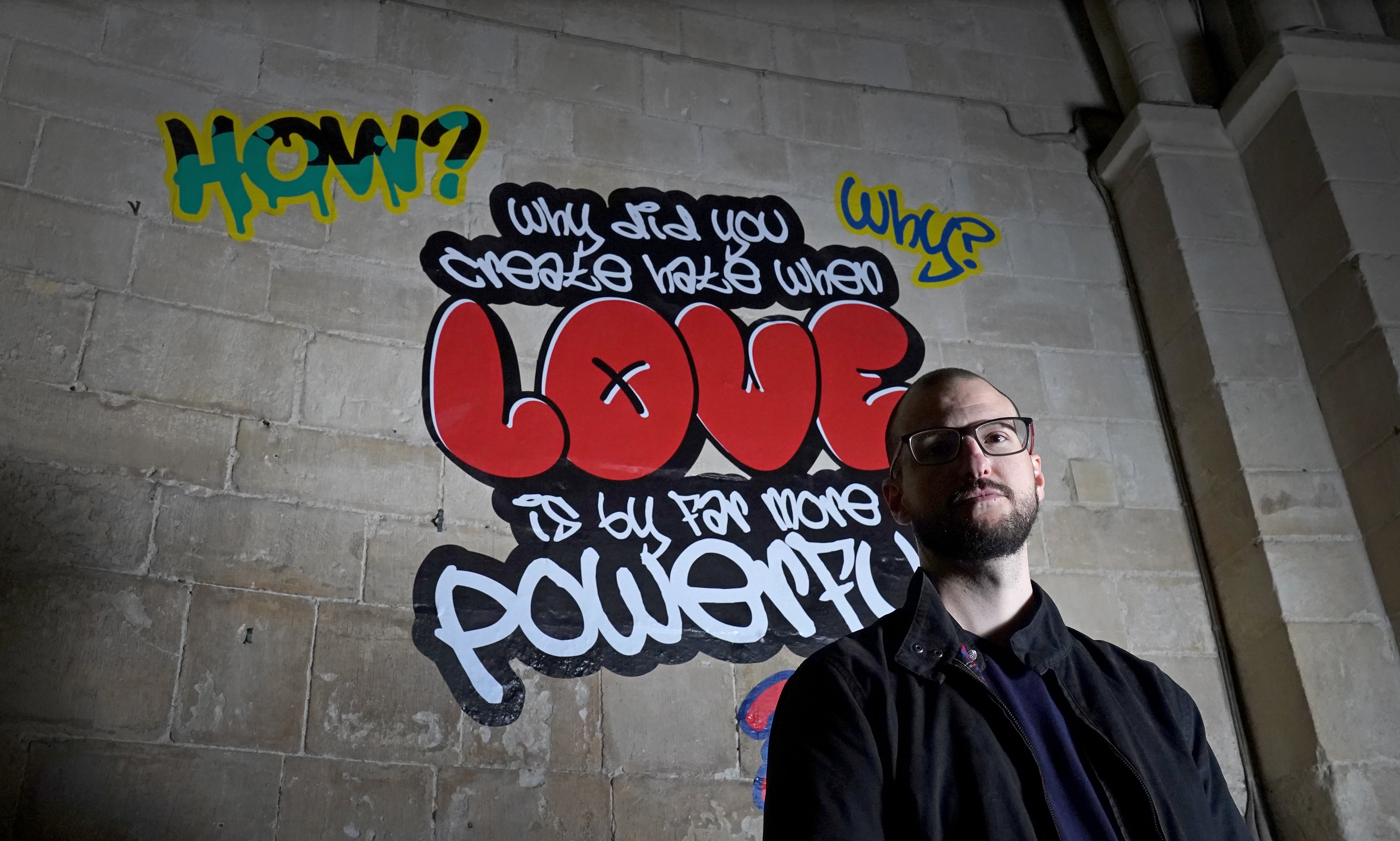 Alex Vellis at the Hear Us installation