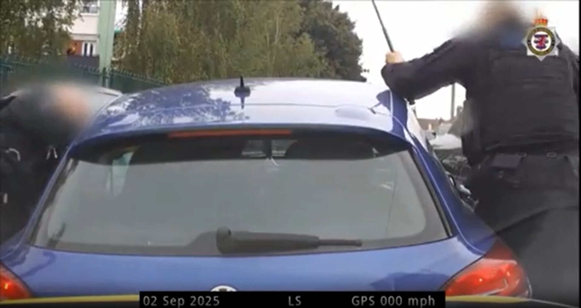 Police officers were able to stop Bryan Smith and smashed into his stolen car