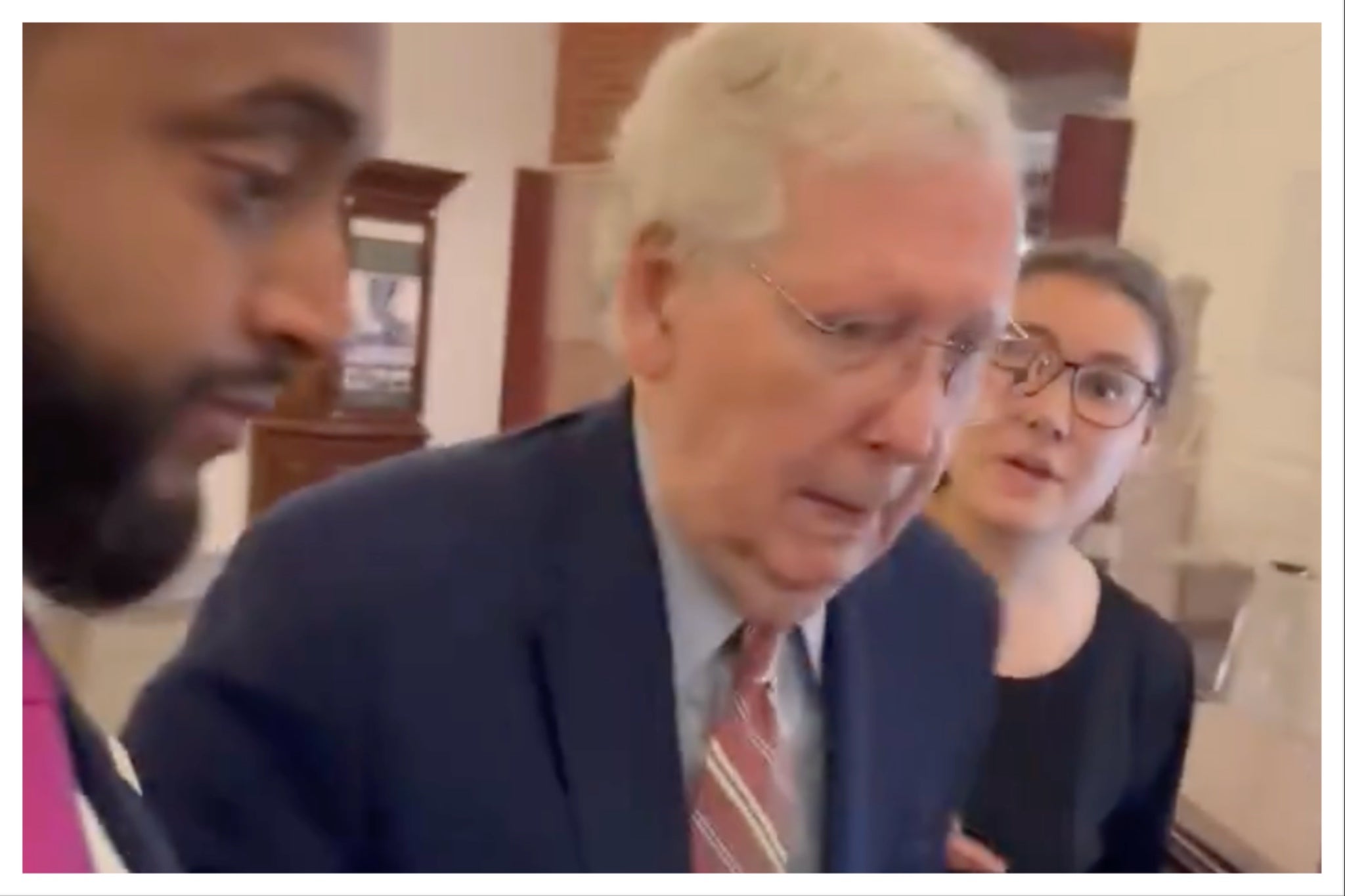 Footage shows Senator Mitch McConnell falling in a Senate hallway October 16, raising fresh concerns about the 83-year-old Kentucky Republican’s health.