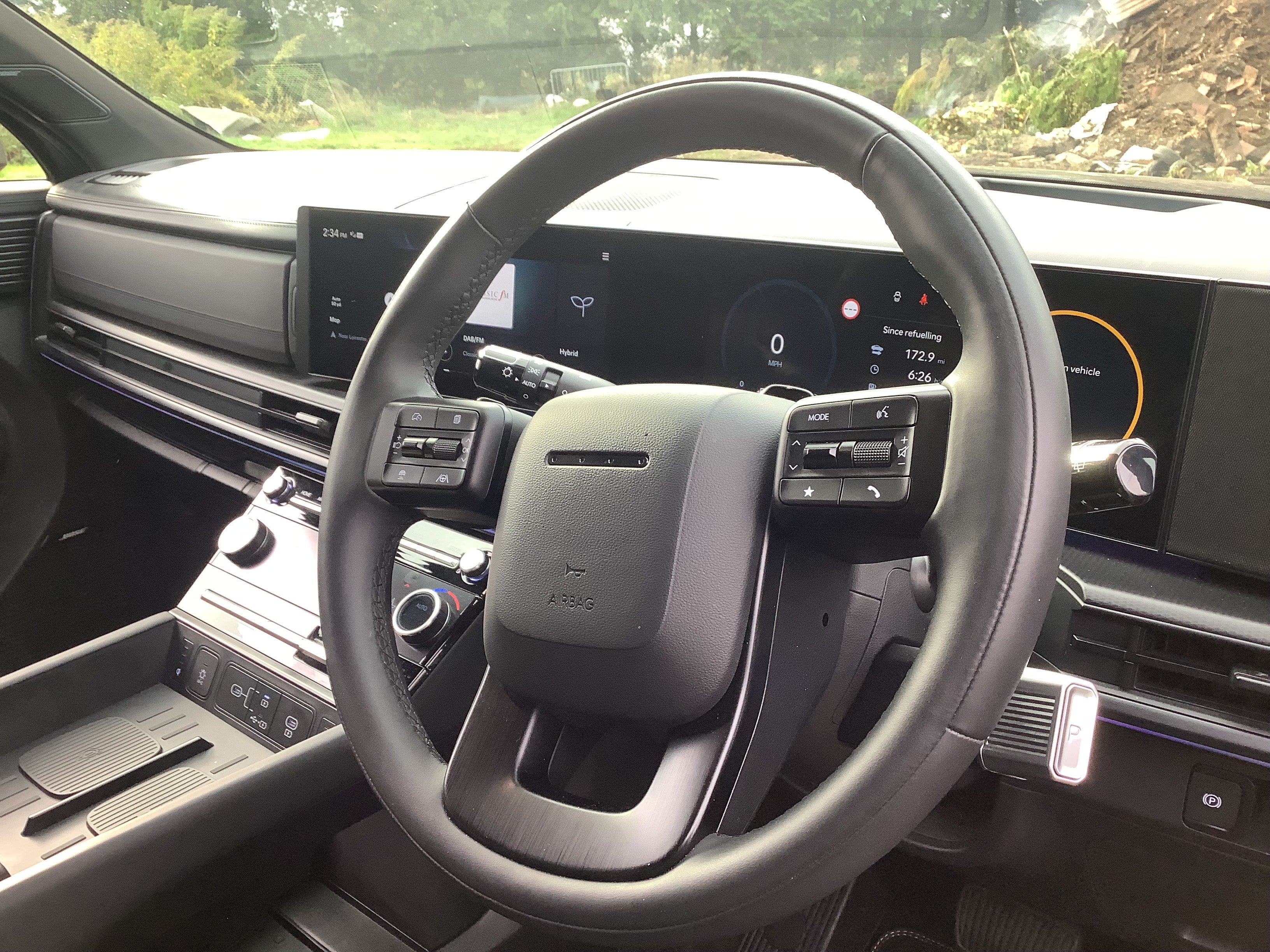 The Hyundai Santa Fe is all slathered in leather and soft-touch plastics