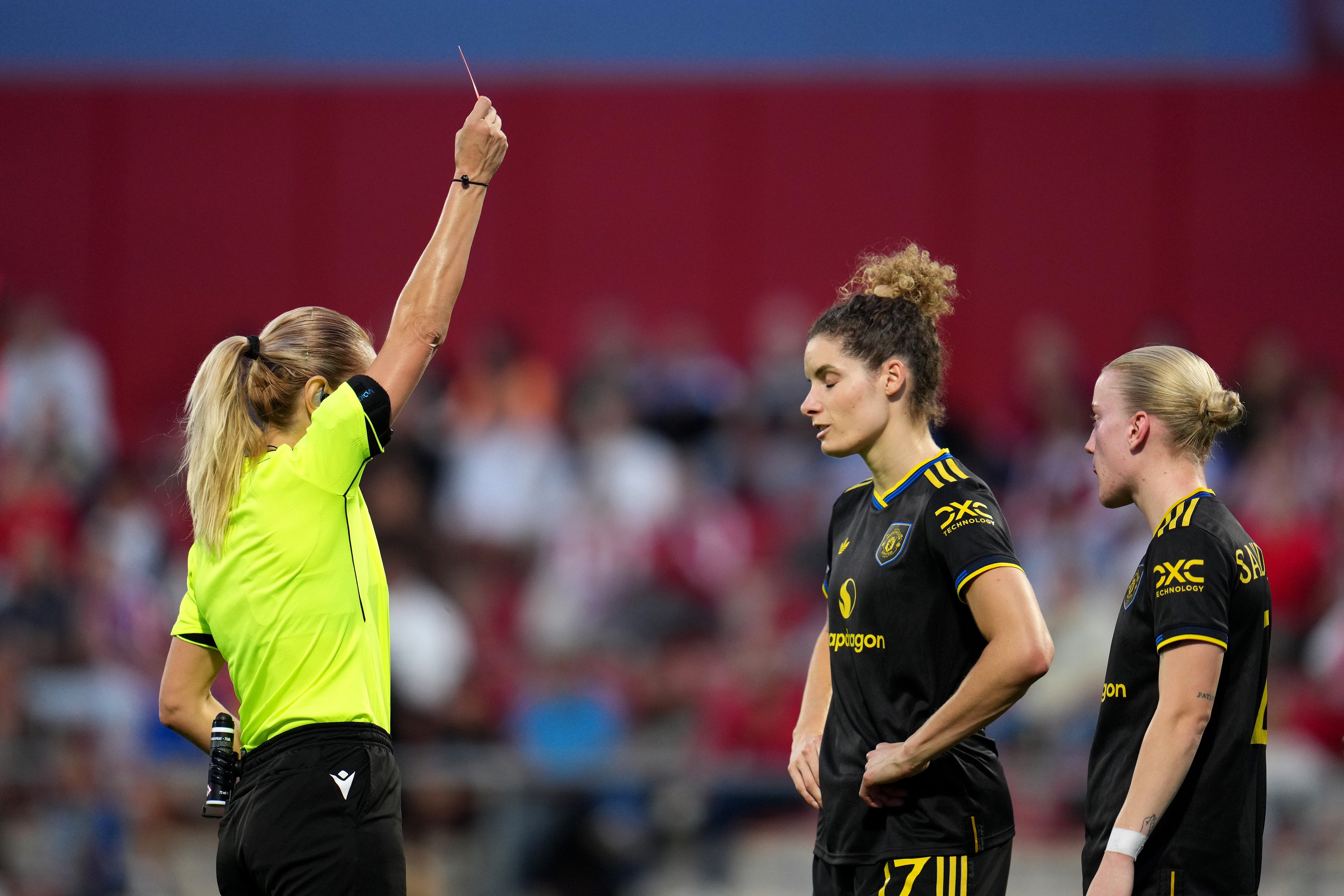 Dominique Janssen was shown red after a sliding challenge