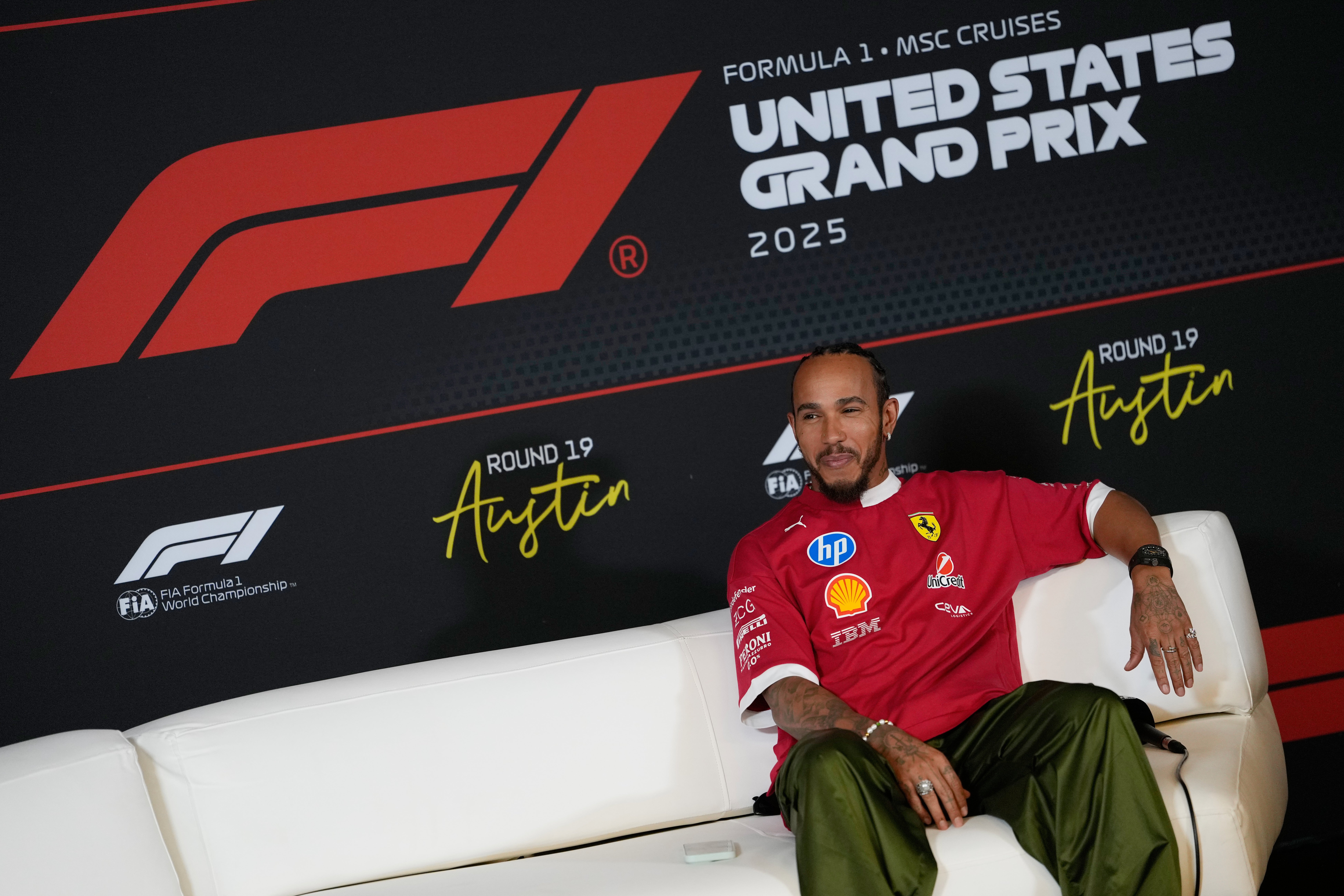 Hamilton revealed his first experience riding a horse ahead of this weekend’s race (AP Photo/John Locher)