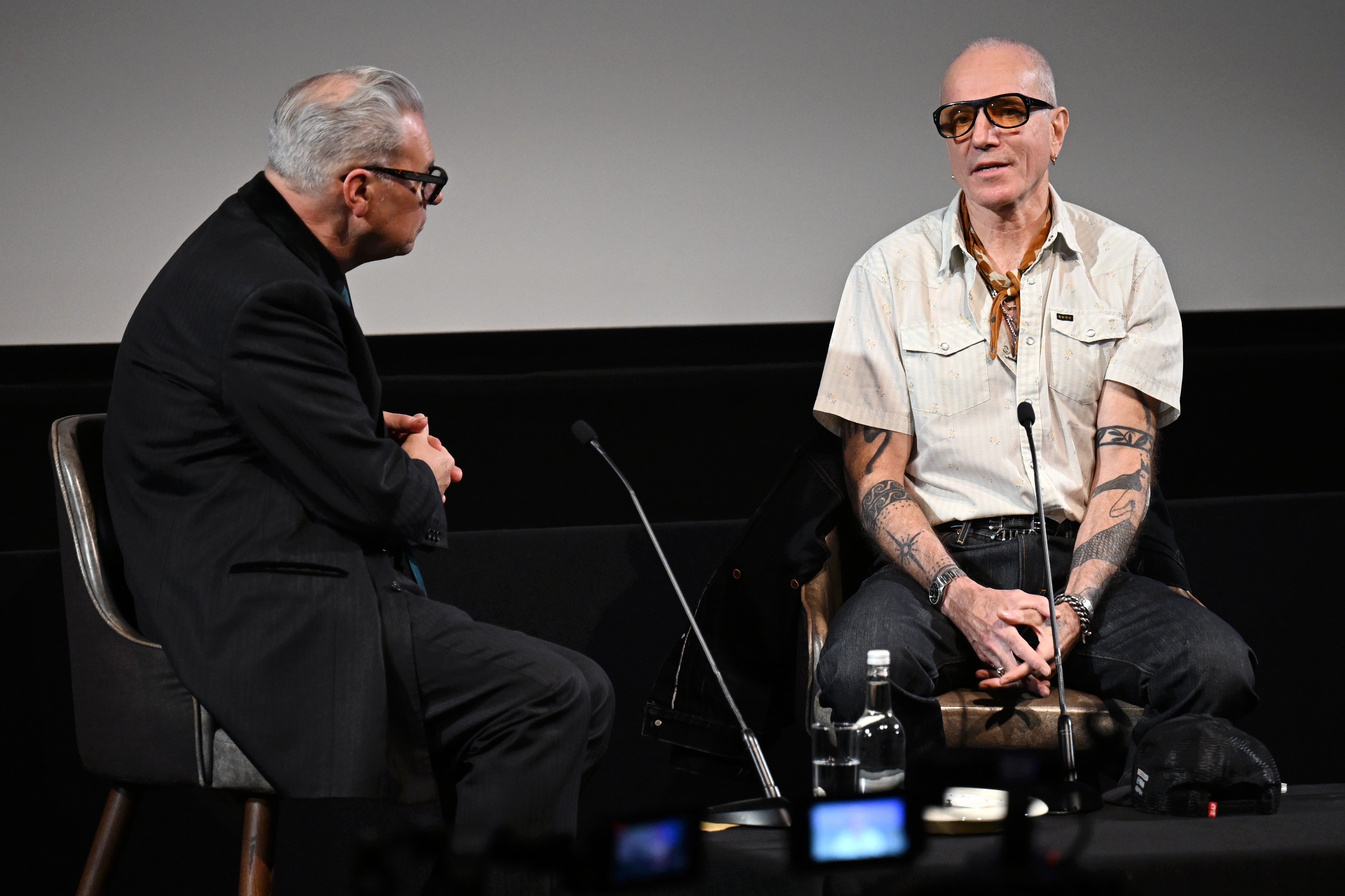 Mark Kermode and Daniel Day-Lewis during Daniel Day Lewis's Screen Talk at the 69th BFI London Film Festival