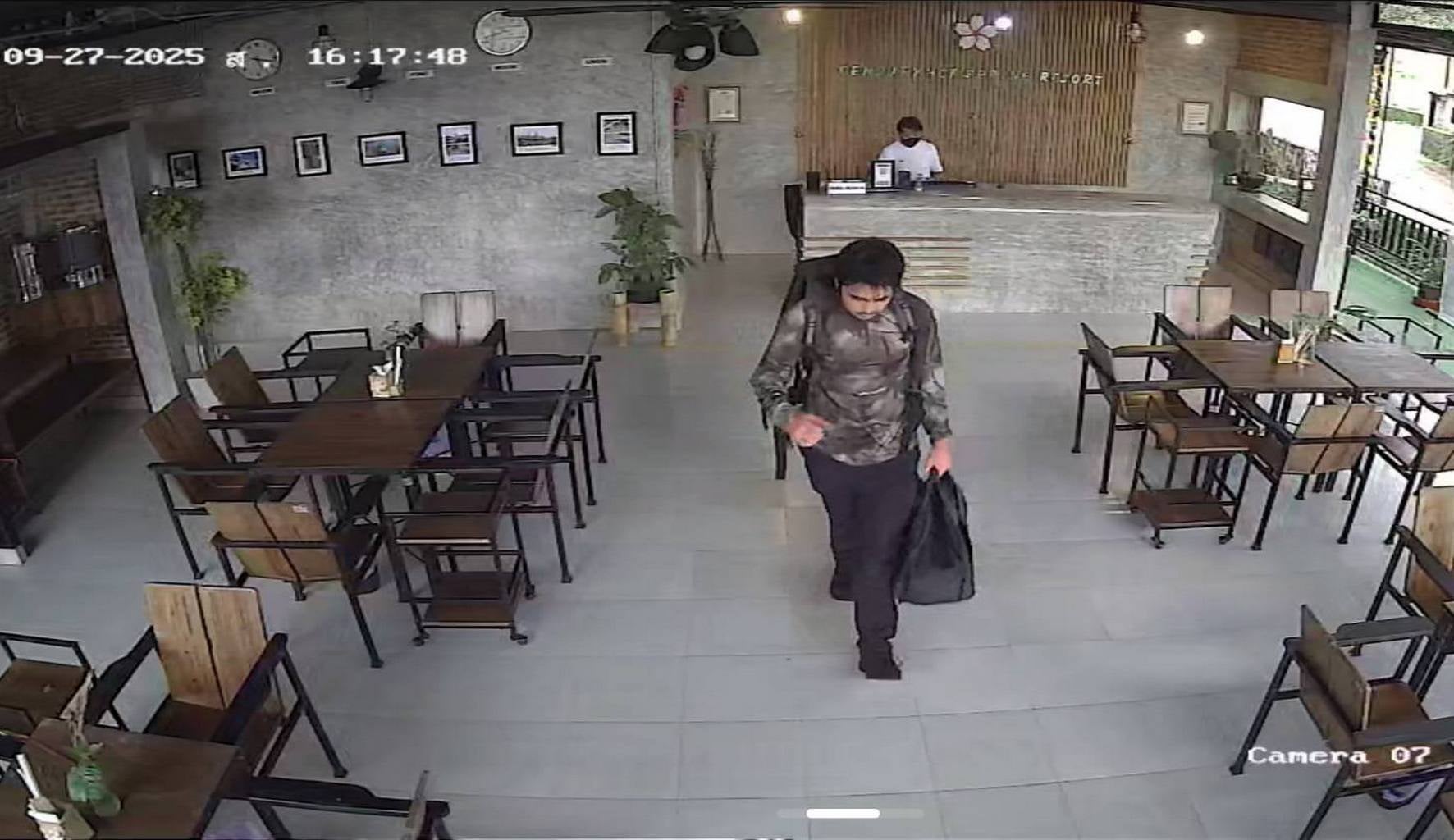 CCTV footage saw Mr Stallard Honour leaving a resort in Sangkhla Buri at the end of September