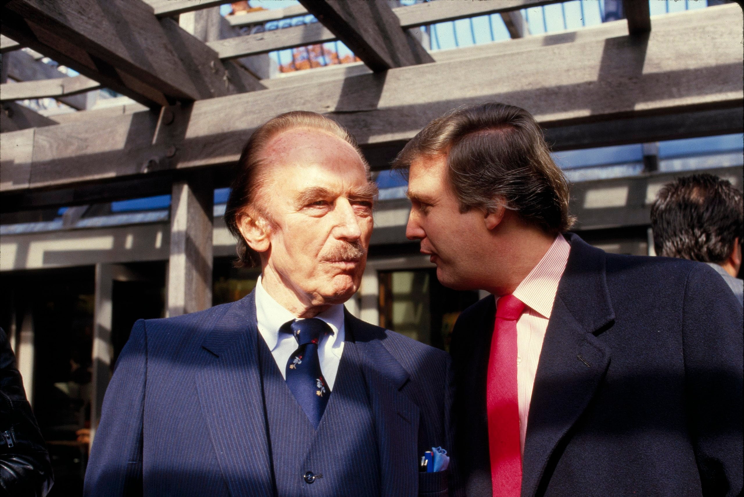 Donald Trump with his father, Fred Trump, in the 1980s