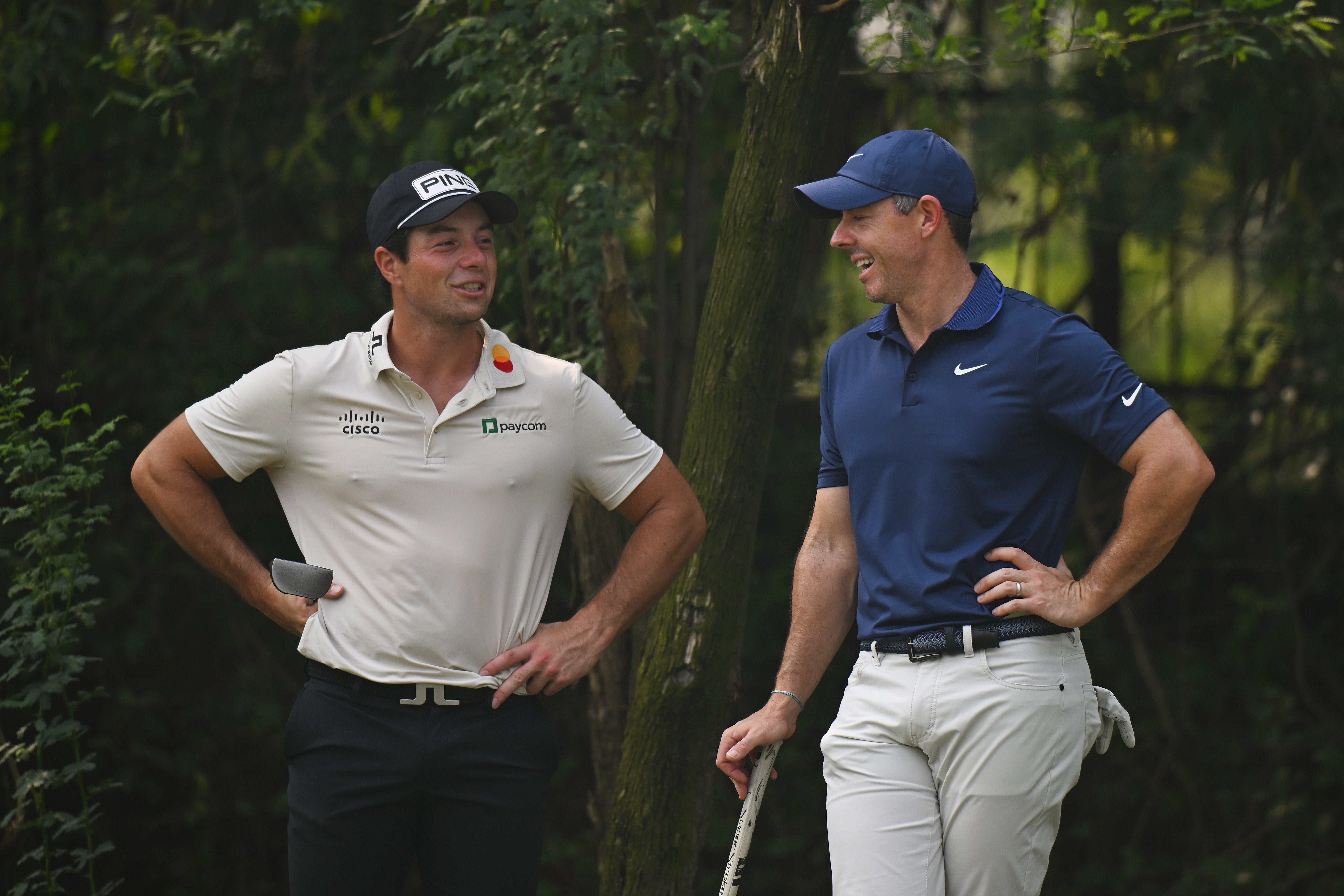 Viktor Hovland and Rory McIlroy sit in a share of 17th