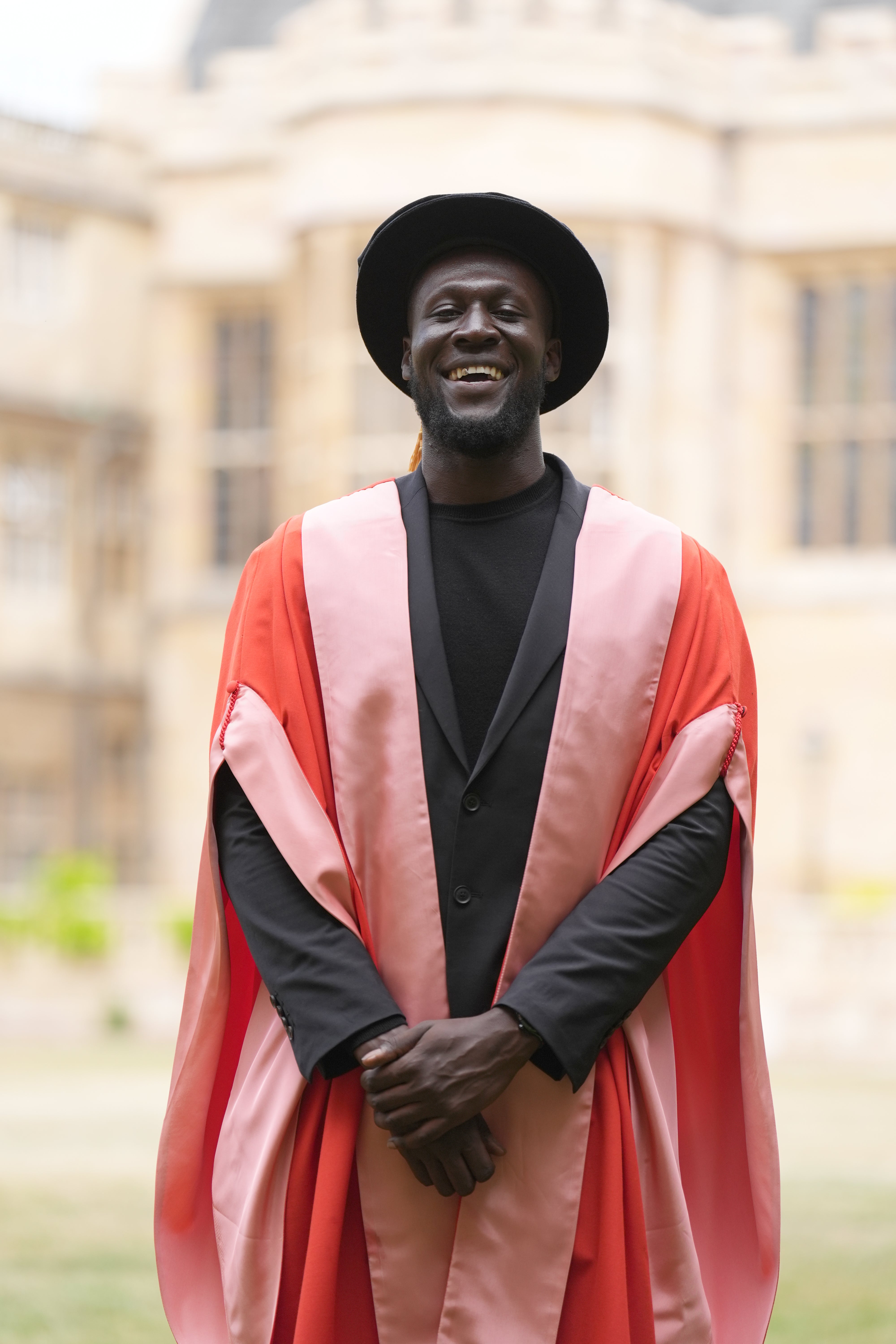 Stormzy after receiving his honorary degree from Cambridge University