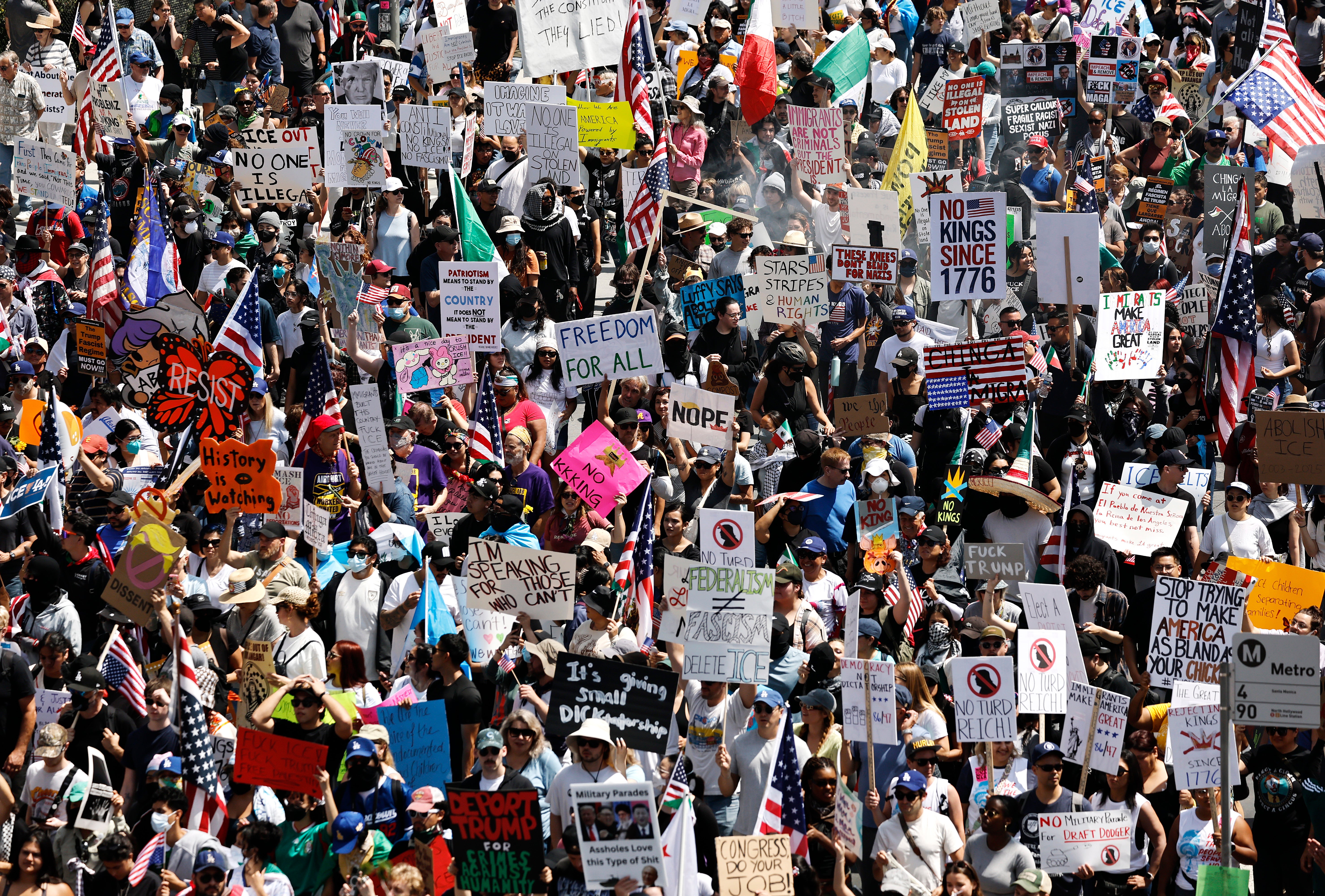‘No Kings’ protesters gathered in Los Angeles in June to display opposition to Trump’s use of the National Guard in US cities and aggressive anti-immigration tactics