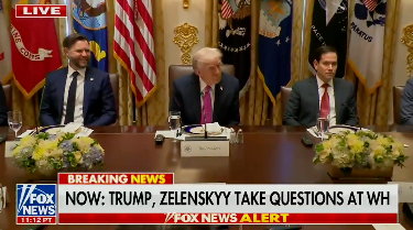 As the camera panned out from Trump, Vice President JD Vance broke into a smile and appeared to laugh.