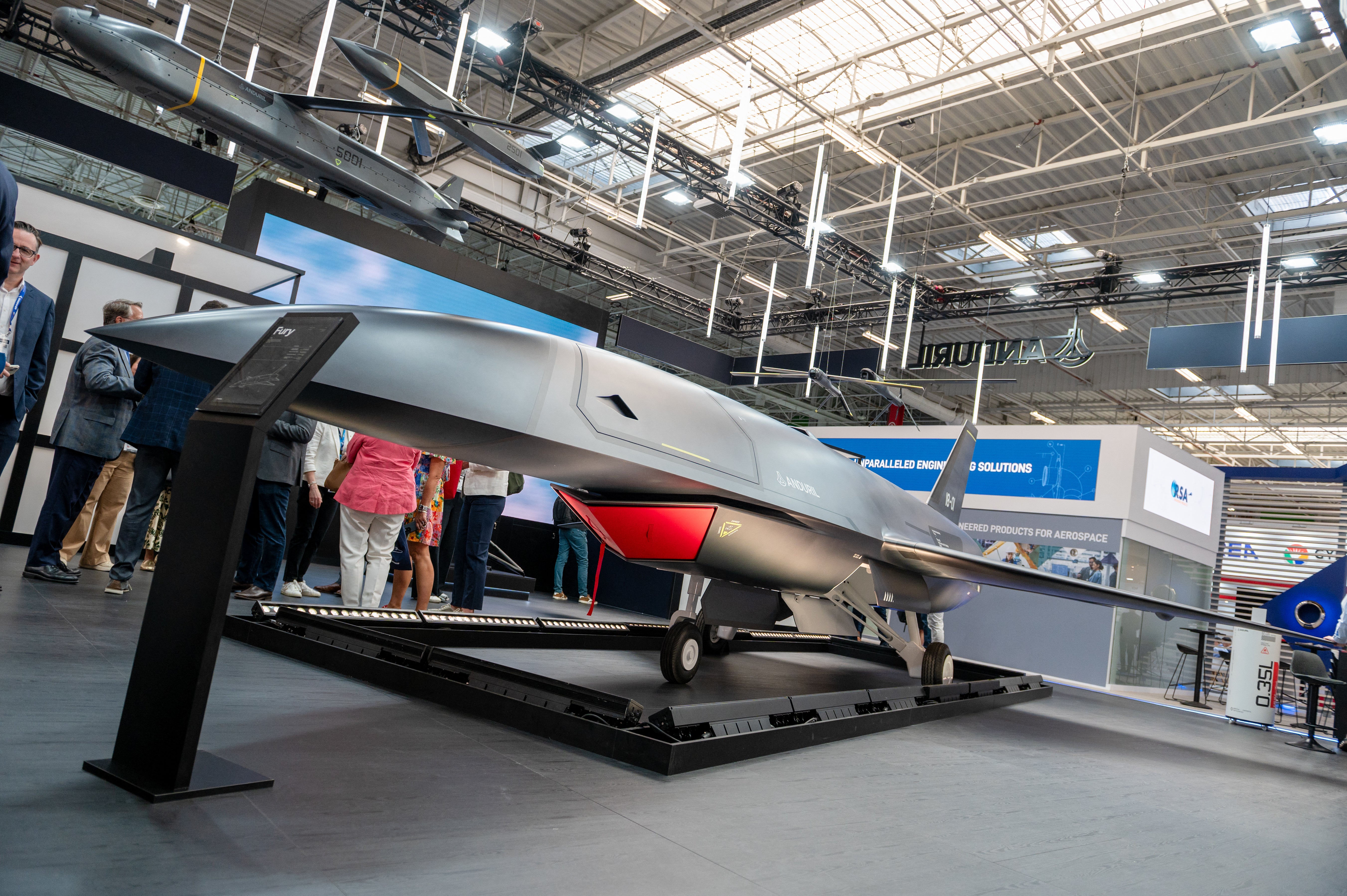 An Anduril 'Fury' drone at the International Air and Space Show in France, June 2025