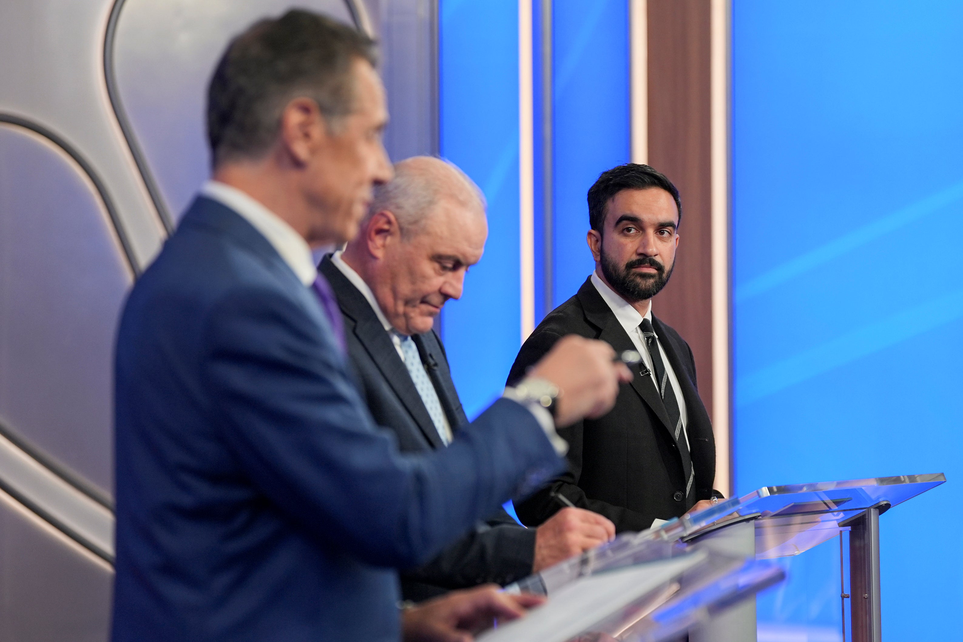 Cuomo takes Mamdani to task during Thursday’s debate as Sliwa looks on