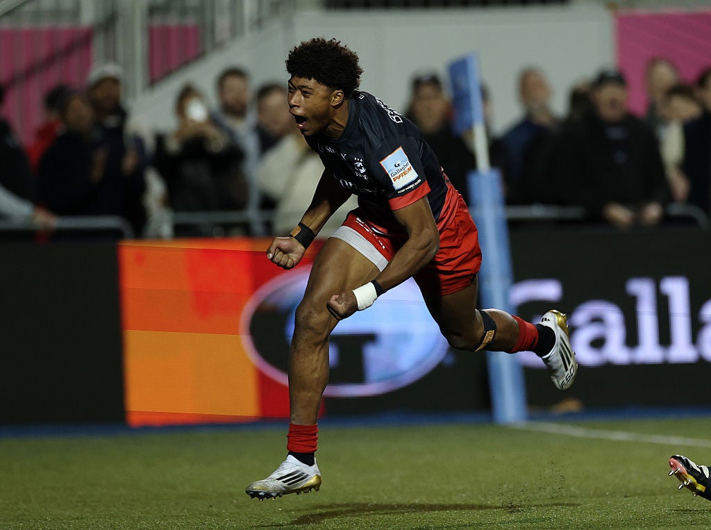 Rising star Noah Caluori plunders five tries as Saracens overwhelm Sale