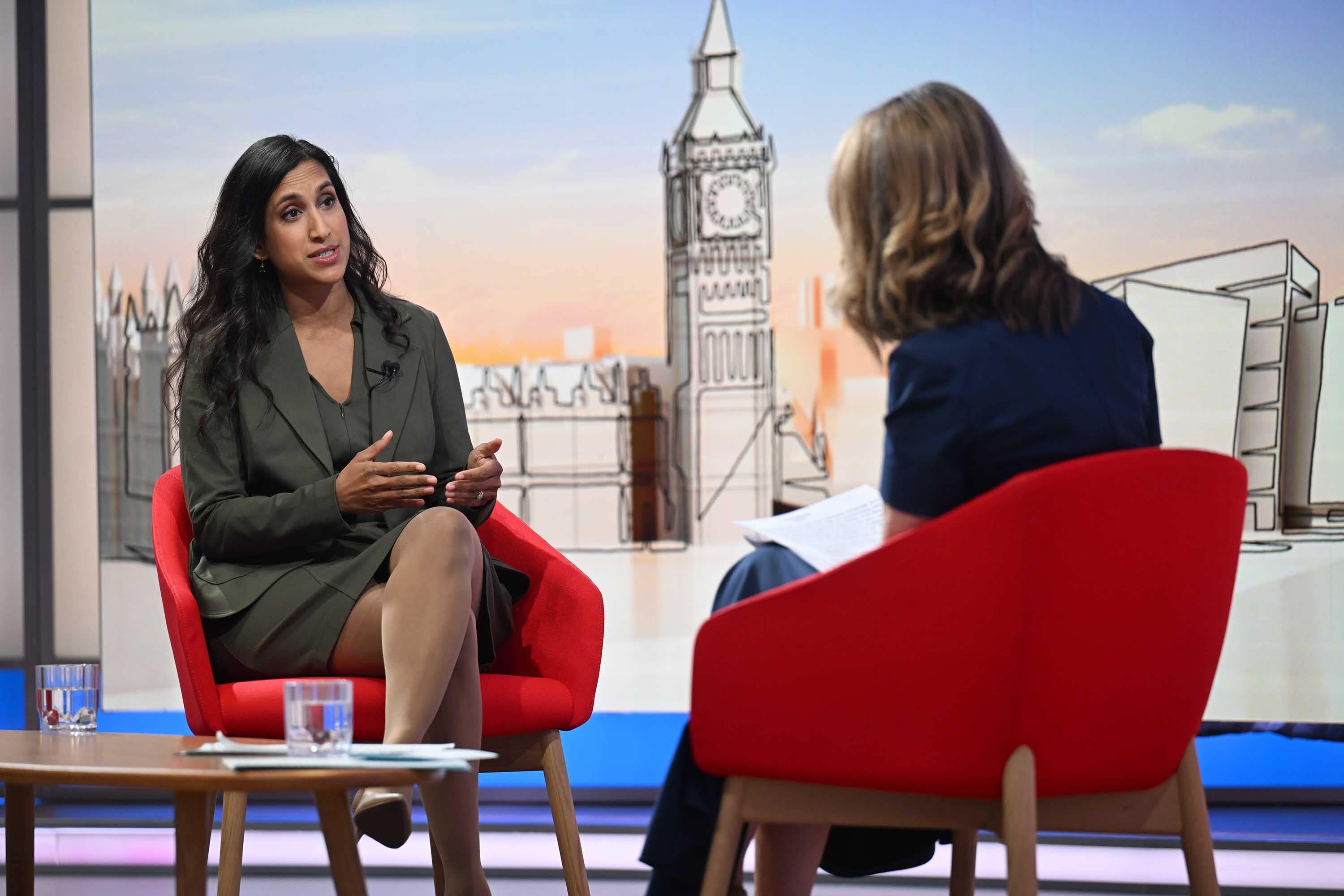 BBC handout photo of Shadow energy secretary Claire Coutinho appearing on the BBC1 current affairs programme, Sunday with Laura Kuenssberg. (Jeff Overs/BBC)