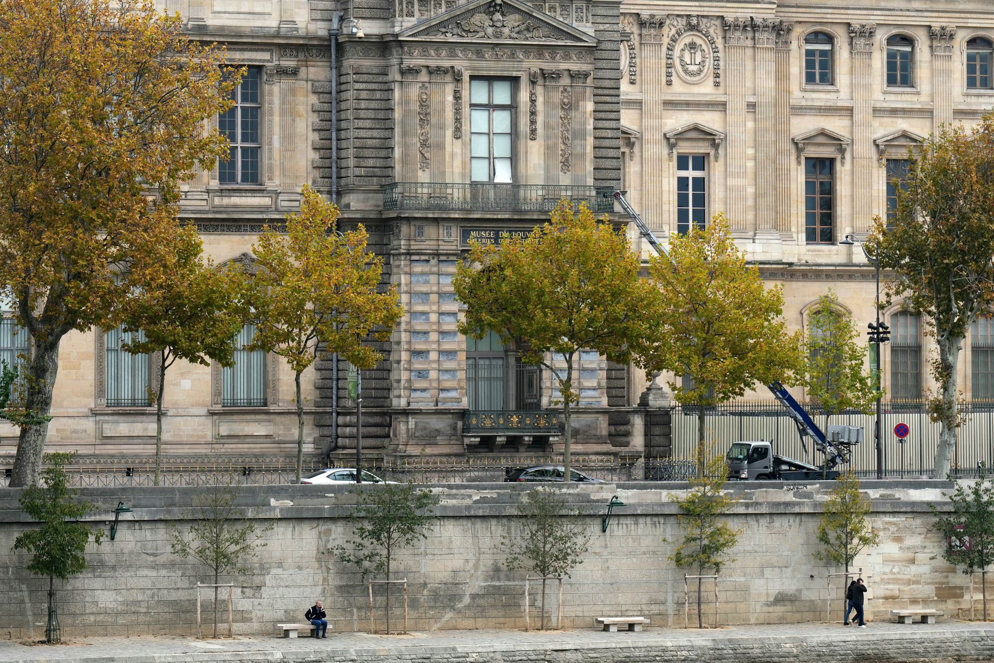 Cherry picker used by thieves at Louvre Museum, in Paris on October 19, 2025