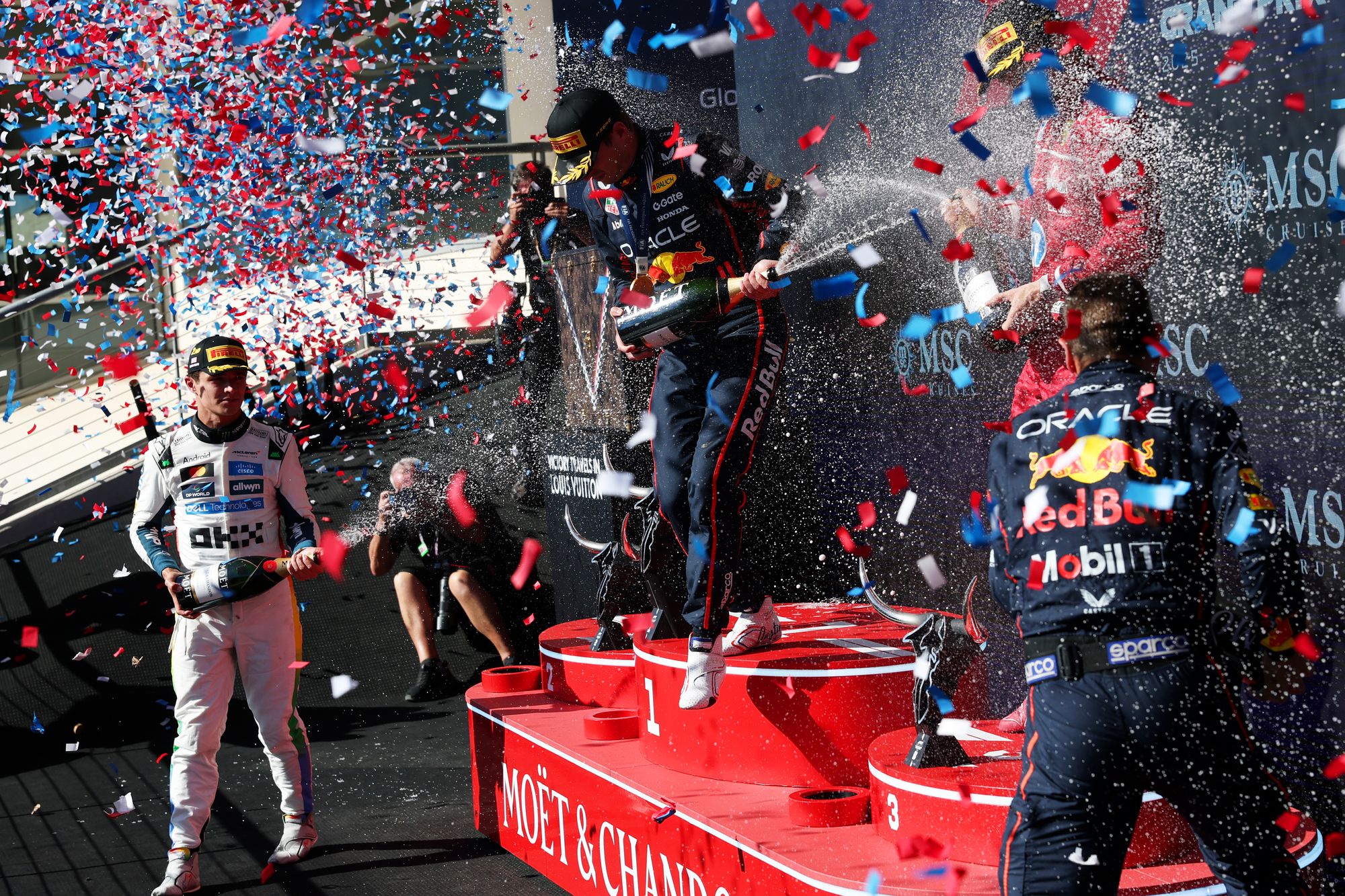 Verstappen celebrates his win in Austin