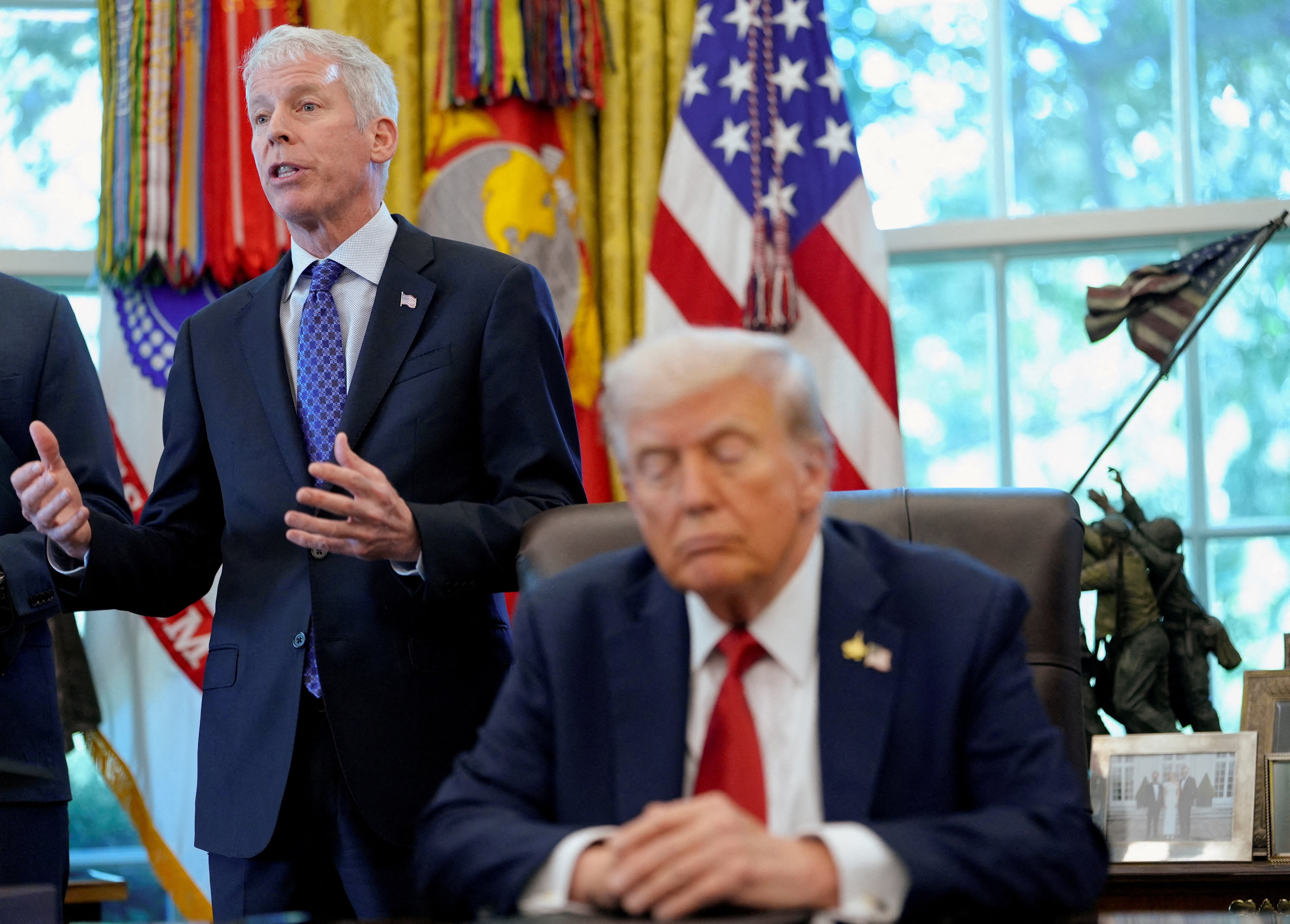 Secretary of Energy Chris Wright (left) is expected to speak about the government shutdown’s impact on workforce retention while visiting the Nevada National Security Site Monday