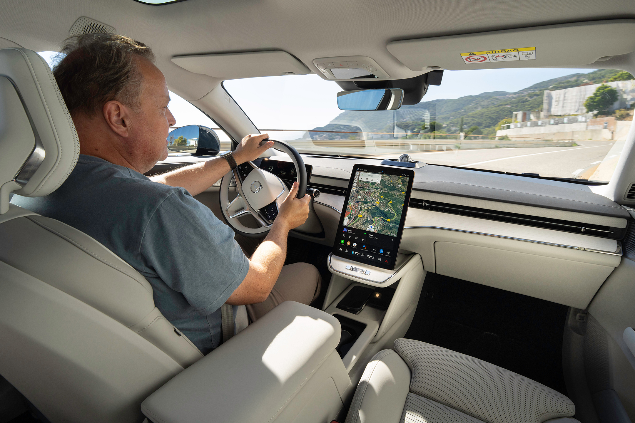 The Volvo ES90 feels typically Scandinavian inside: calming and cool.