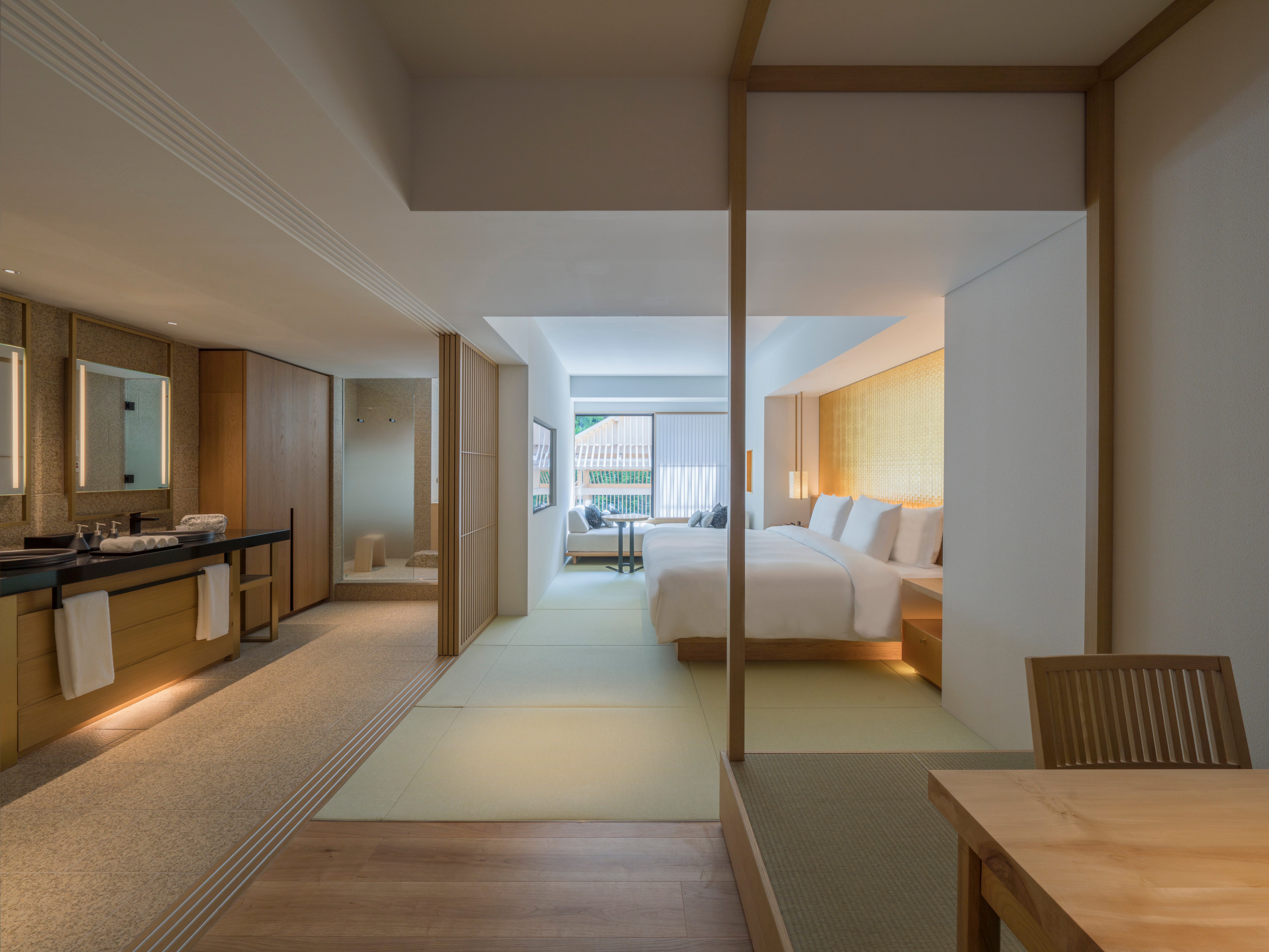 Bayan Tree rooms blend traditional ryokan style with contemporary flair