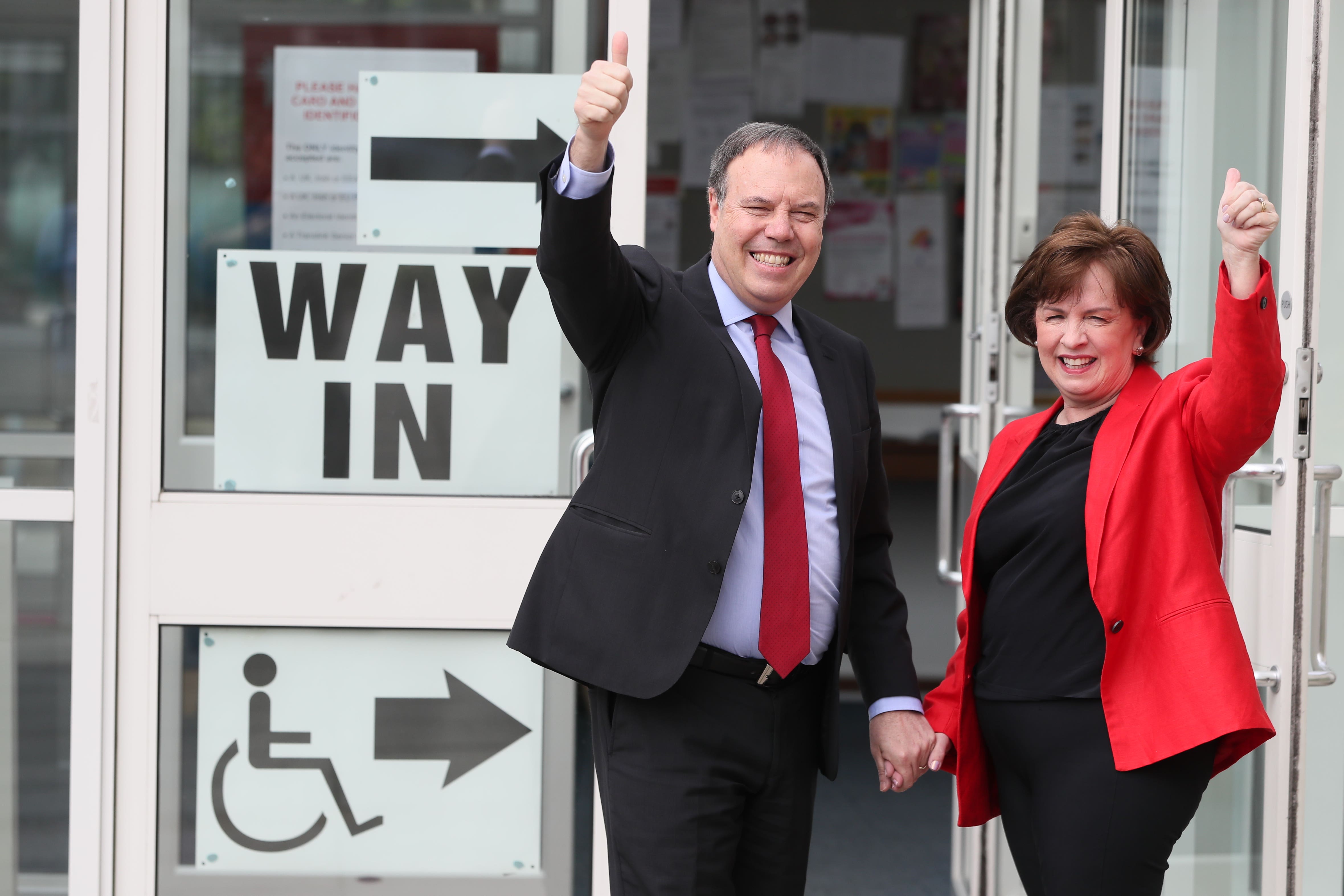 Diane Dodds with her husband Nigel Dodds (PA)