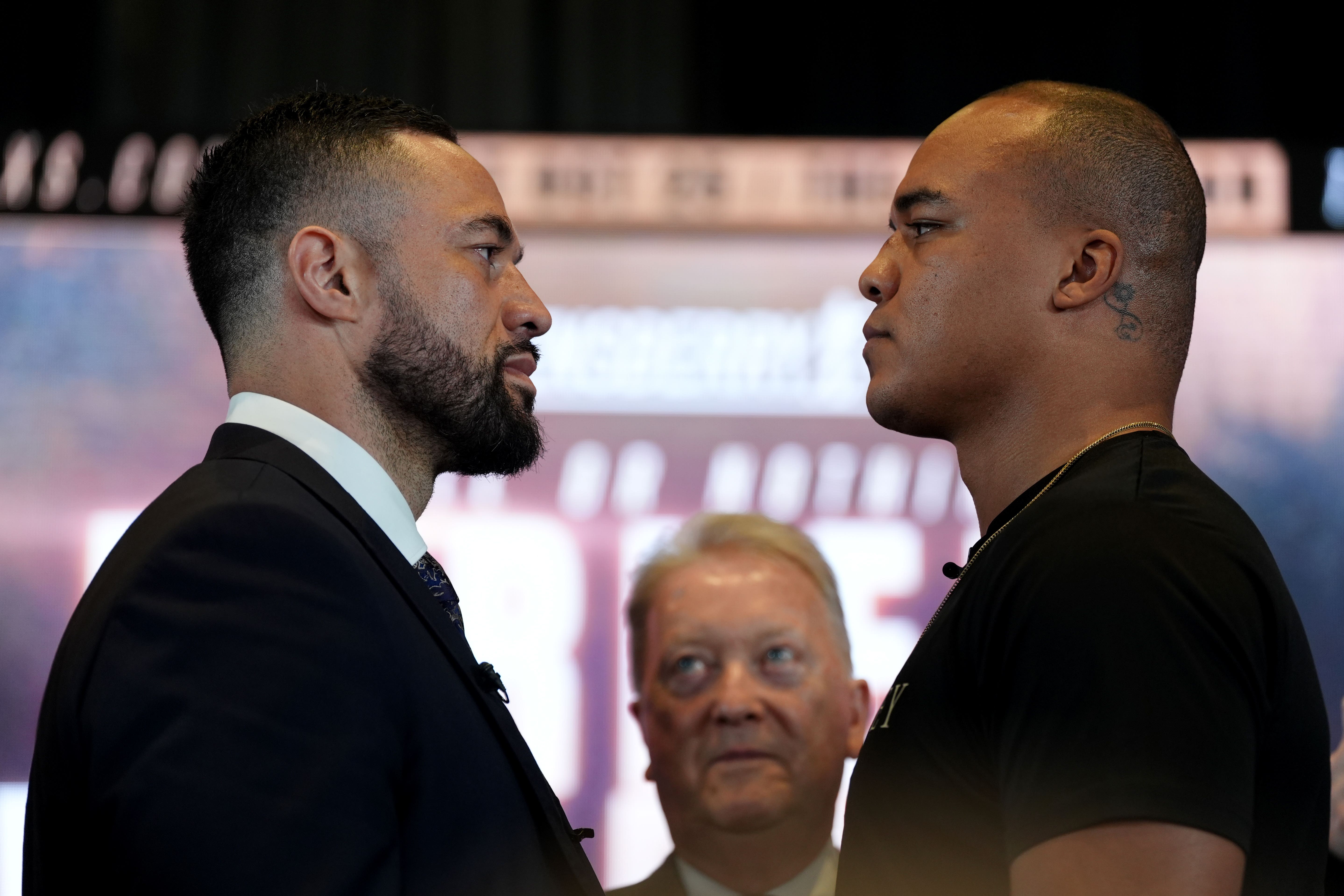 Joseph Parker and Fabio Wardley, right, face off in London (Ben Whitley/PA)