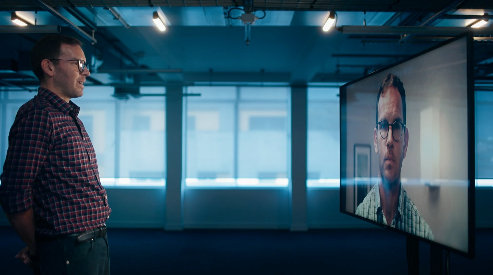 Dr Tom Rustom with AI counterpart