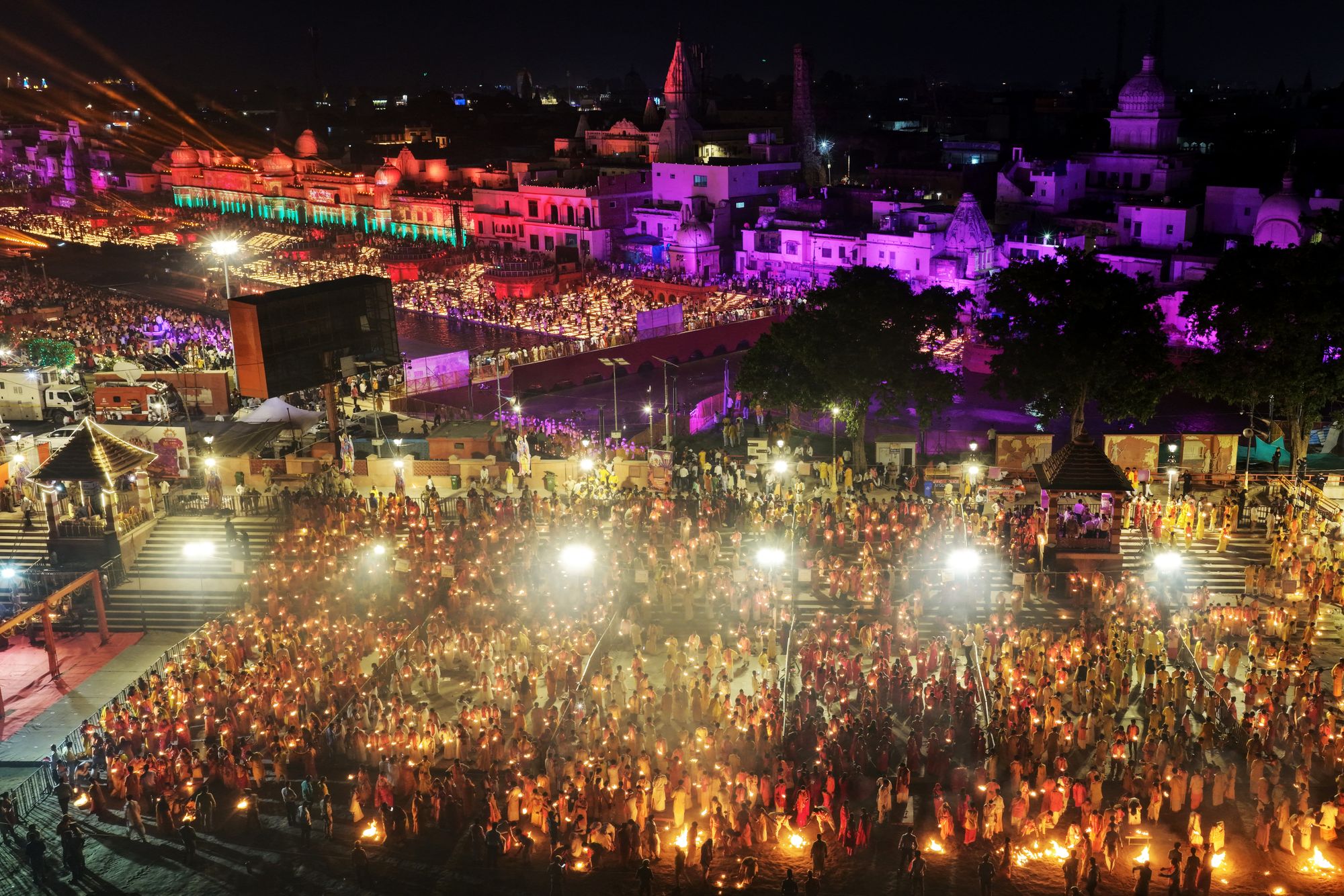 The lamps were lit during the state government-backed Deepotsav, which celebrates the return of god-king Rama to his birthplace