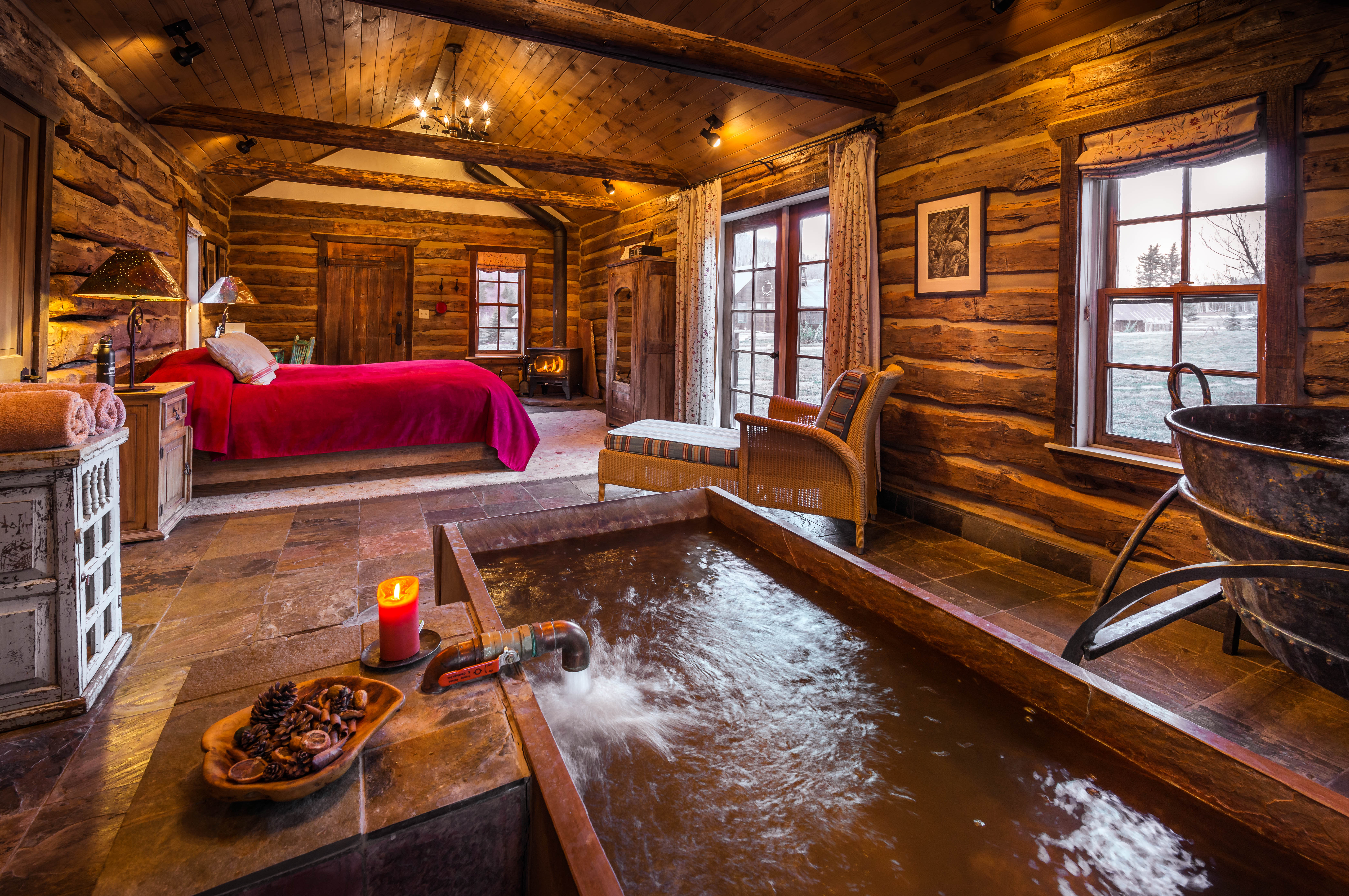 Dunton Hot Springs is a meticulously restored 1880s mining settlement comprising 13 hand-hewn luxury cabins