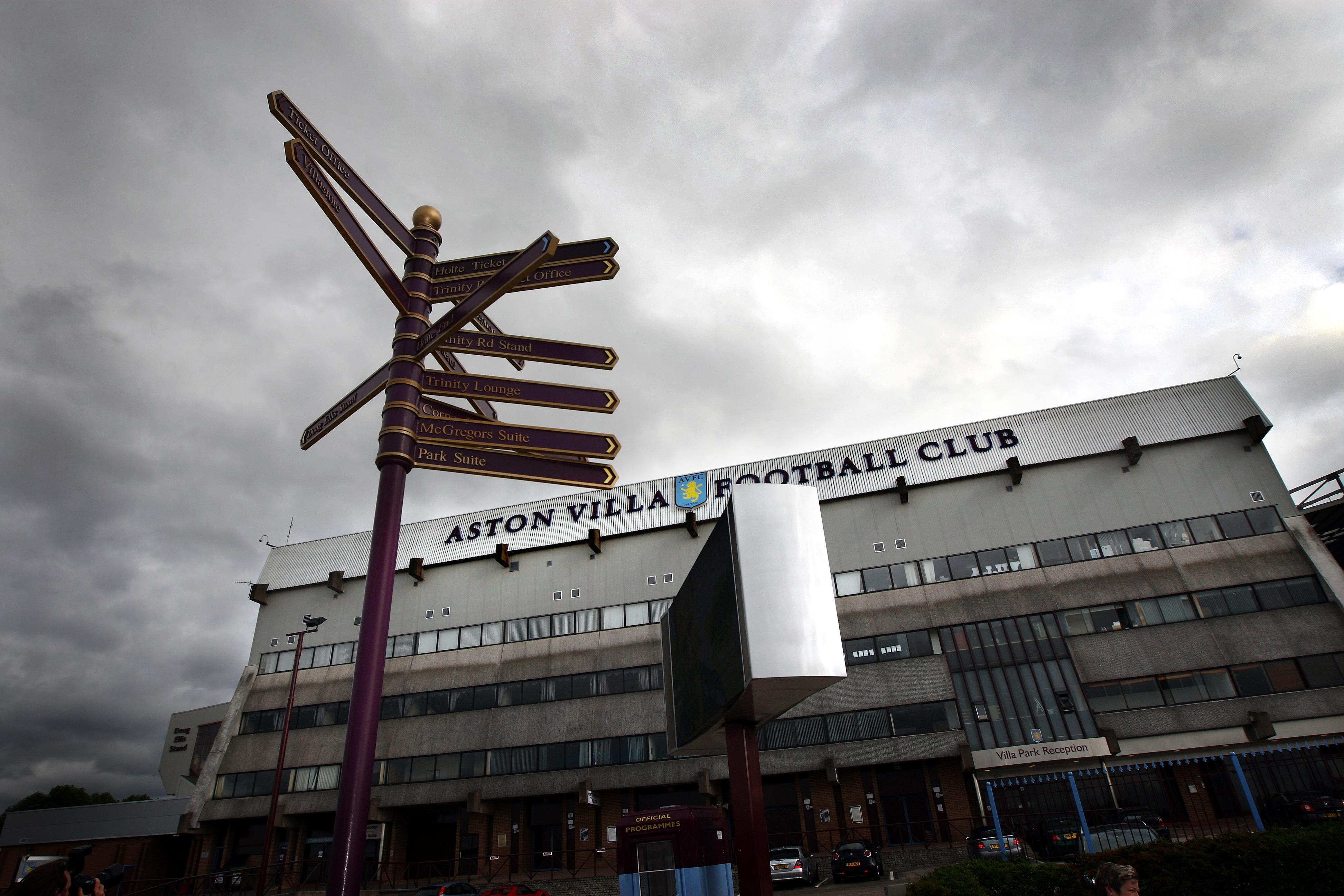 A general view of a signpost outside Villa Park (David Jones/PA)