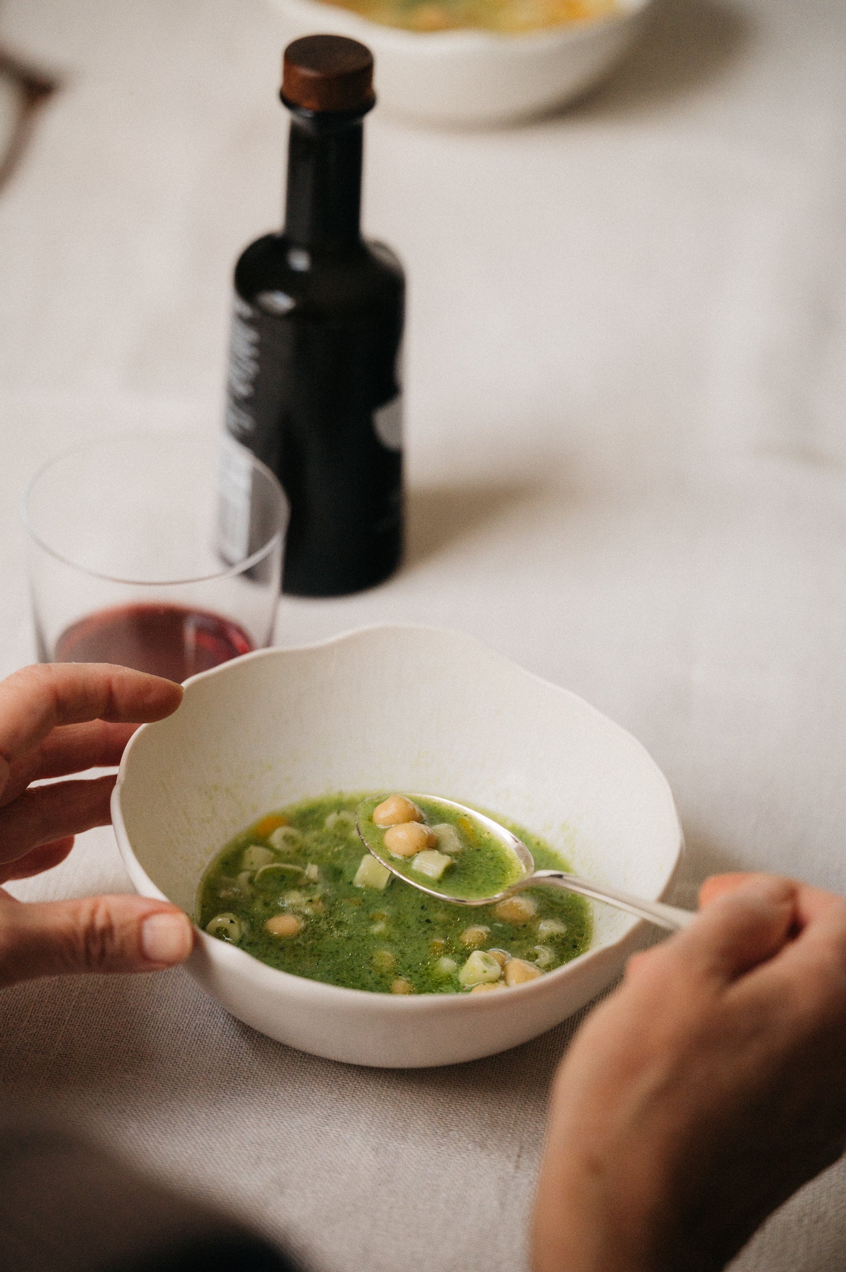 A humble Puglian classic reimagined with a bright, nutty pesto and a drizzle of the good stuff