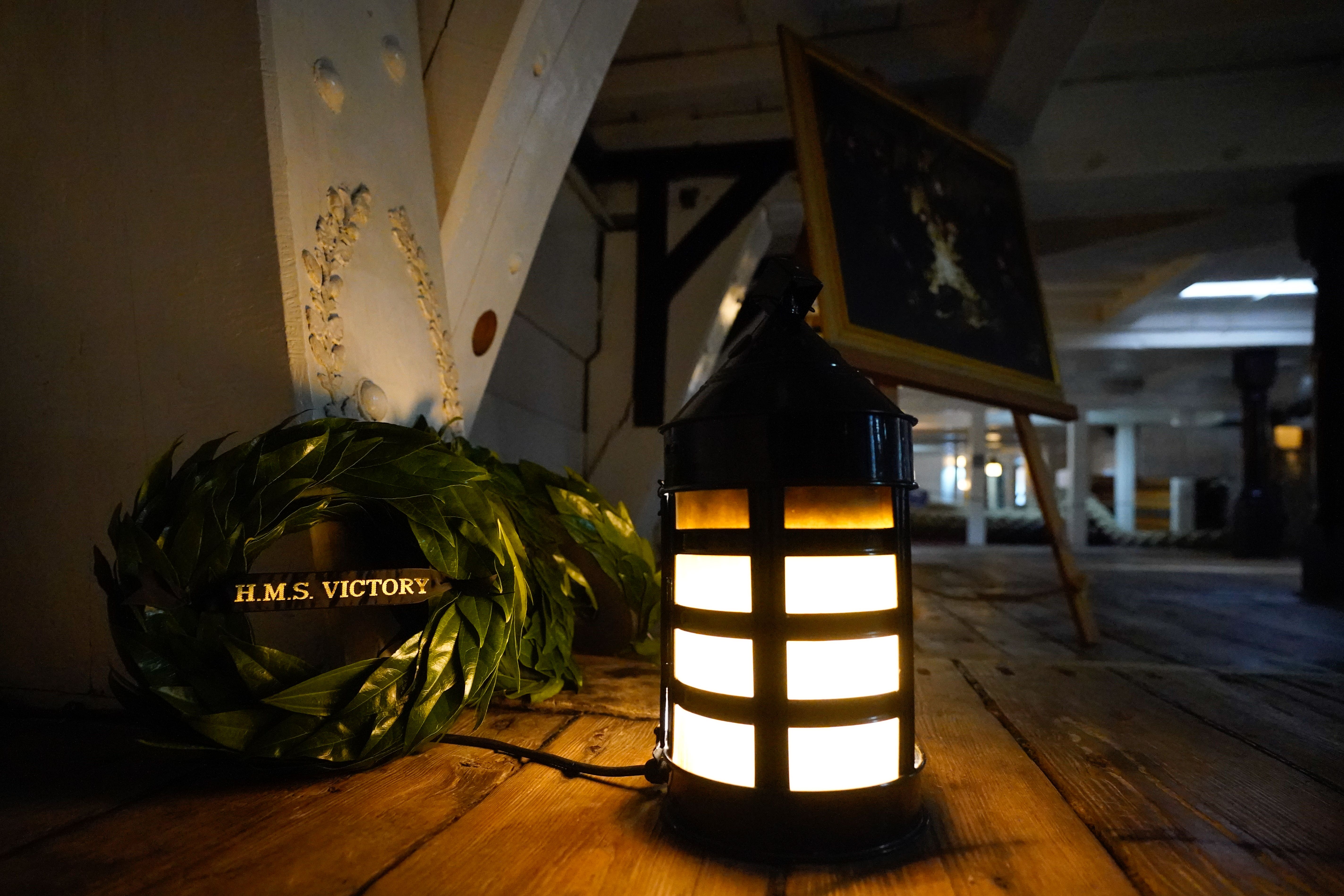 The spot on HMS Victory where Vice-Admiral Horatio Nelson died (Andrew Matthews/PA)
