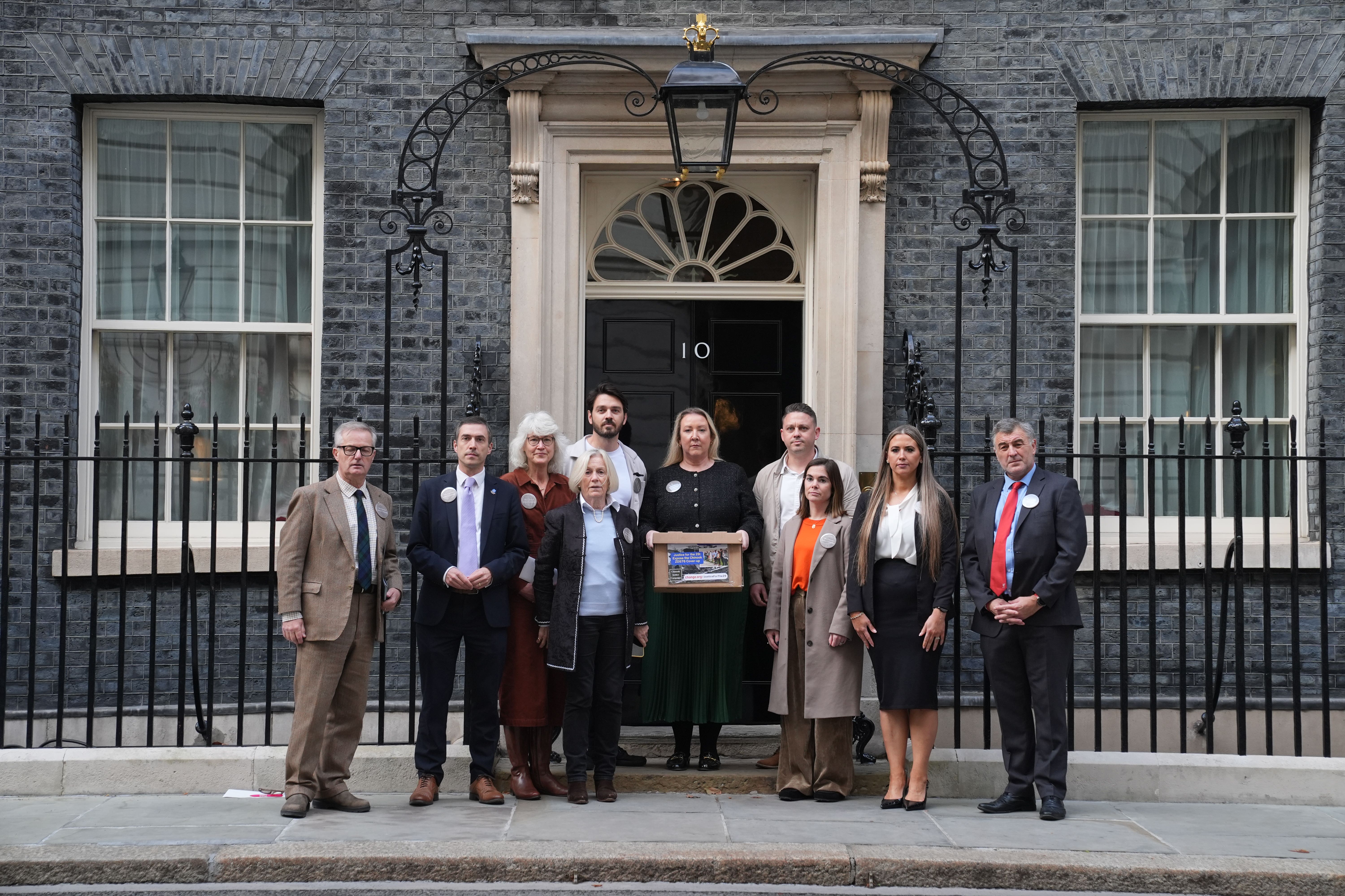Relatives of those killed in the Chinook crash visited Downing Street (Lucy North/PA)