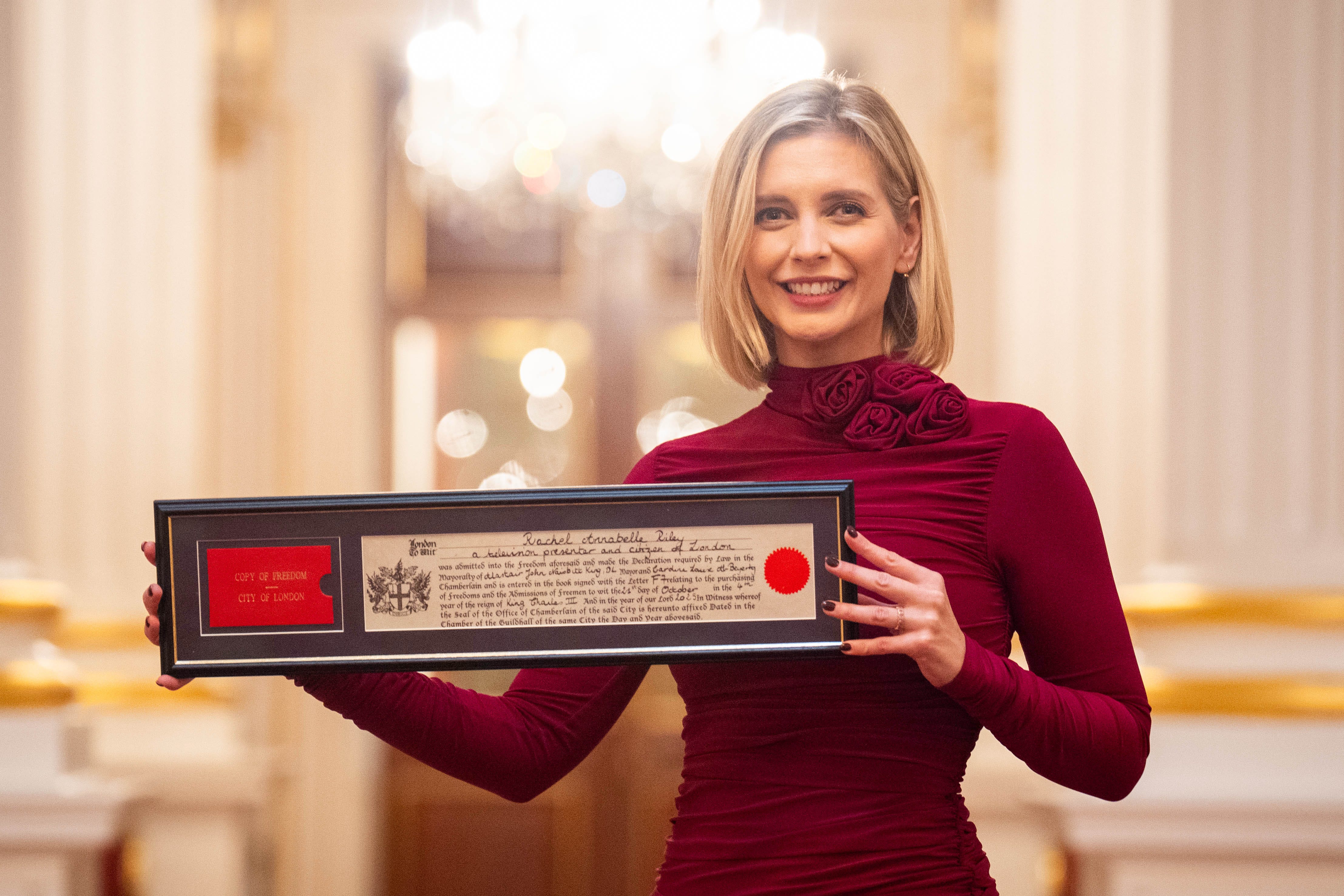 Countdown presenter Rachel Riley after receiving the Freedom of the City of London (James Manning/PA)