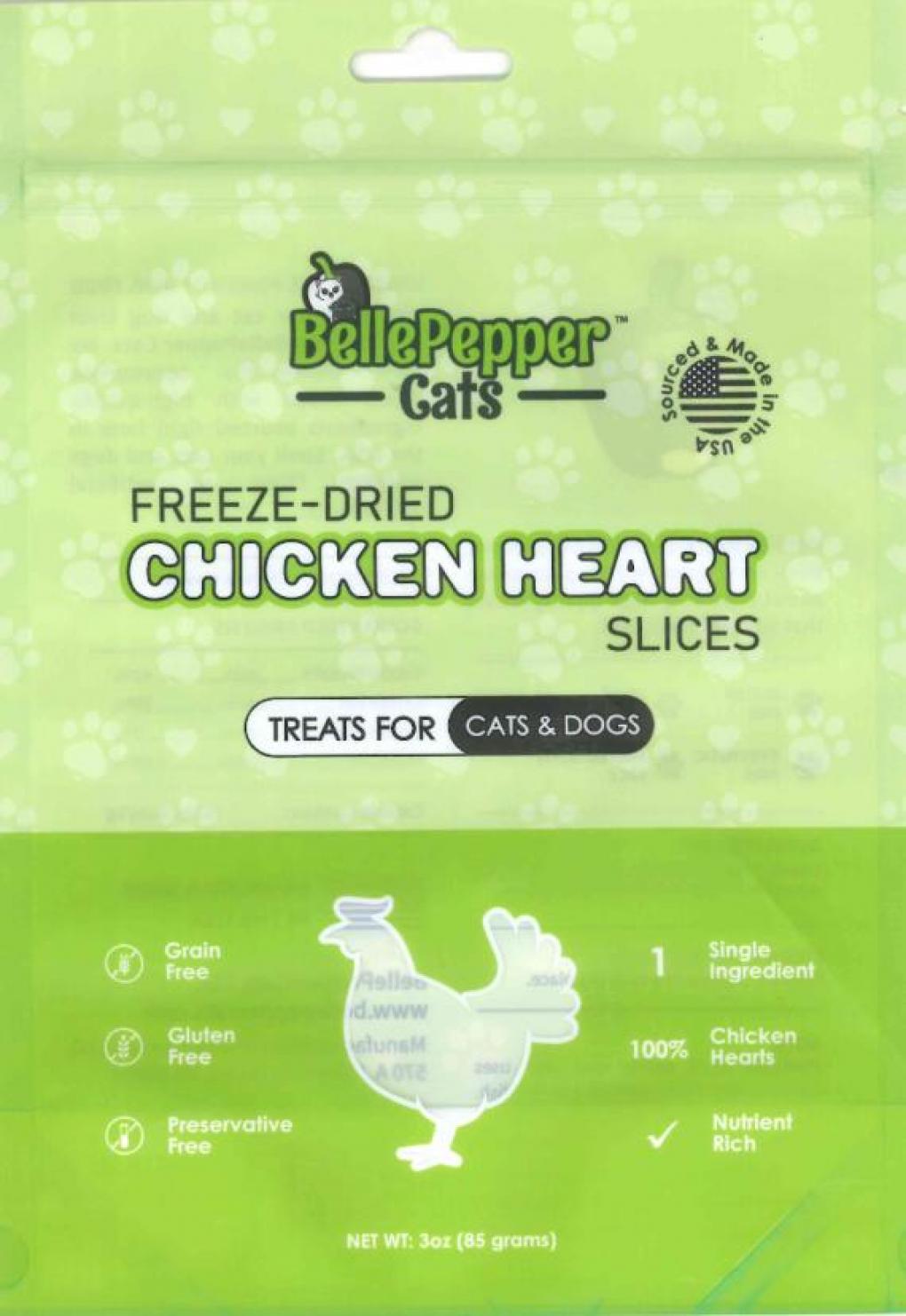 BellePepper Cats notified two customers who took samples of the potentially contaminated chicken heart slices