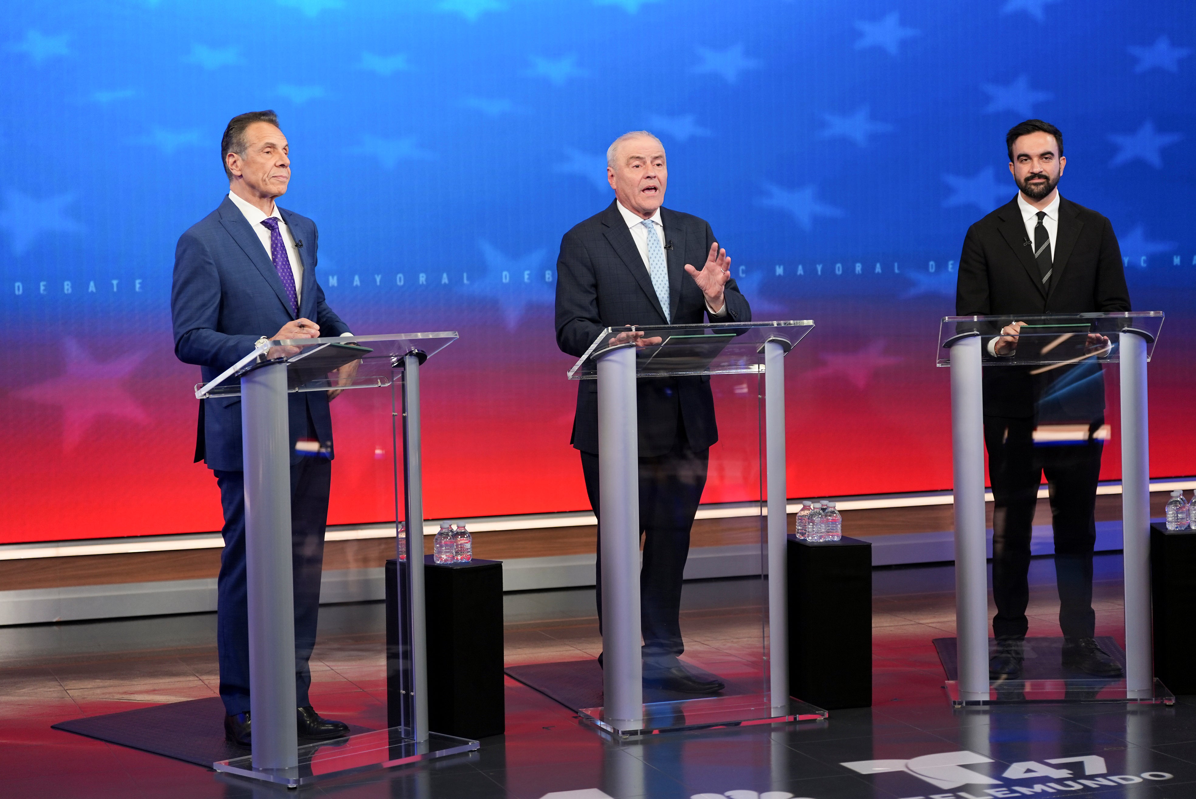 Cuomo, Curtis Sliwa, and Zohran Mamdani on the debate stage last week