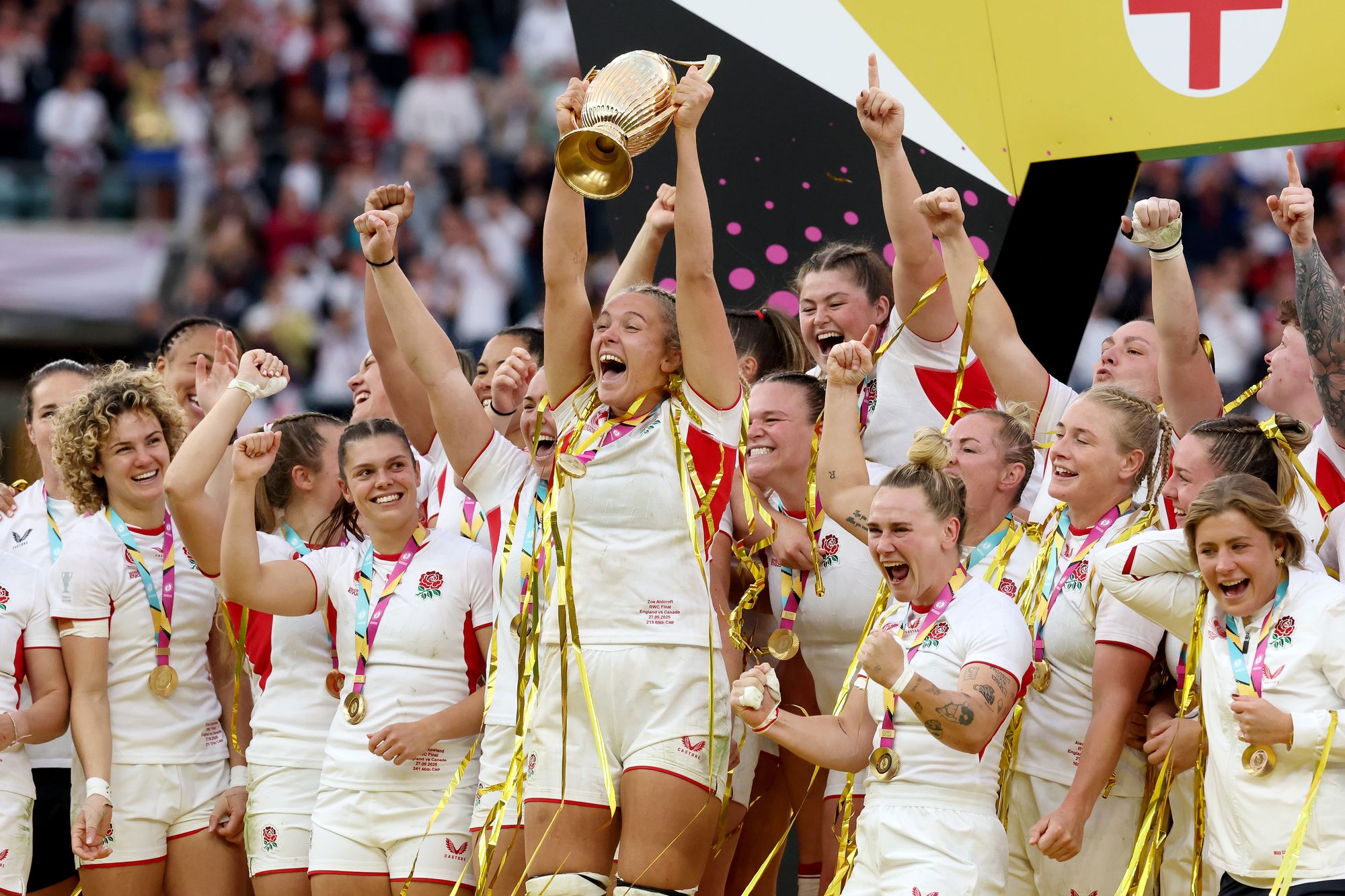 Emily Scarratt twice won the Women's Rugby World Cup including 2025's edition held in England