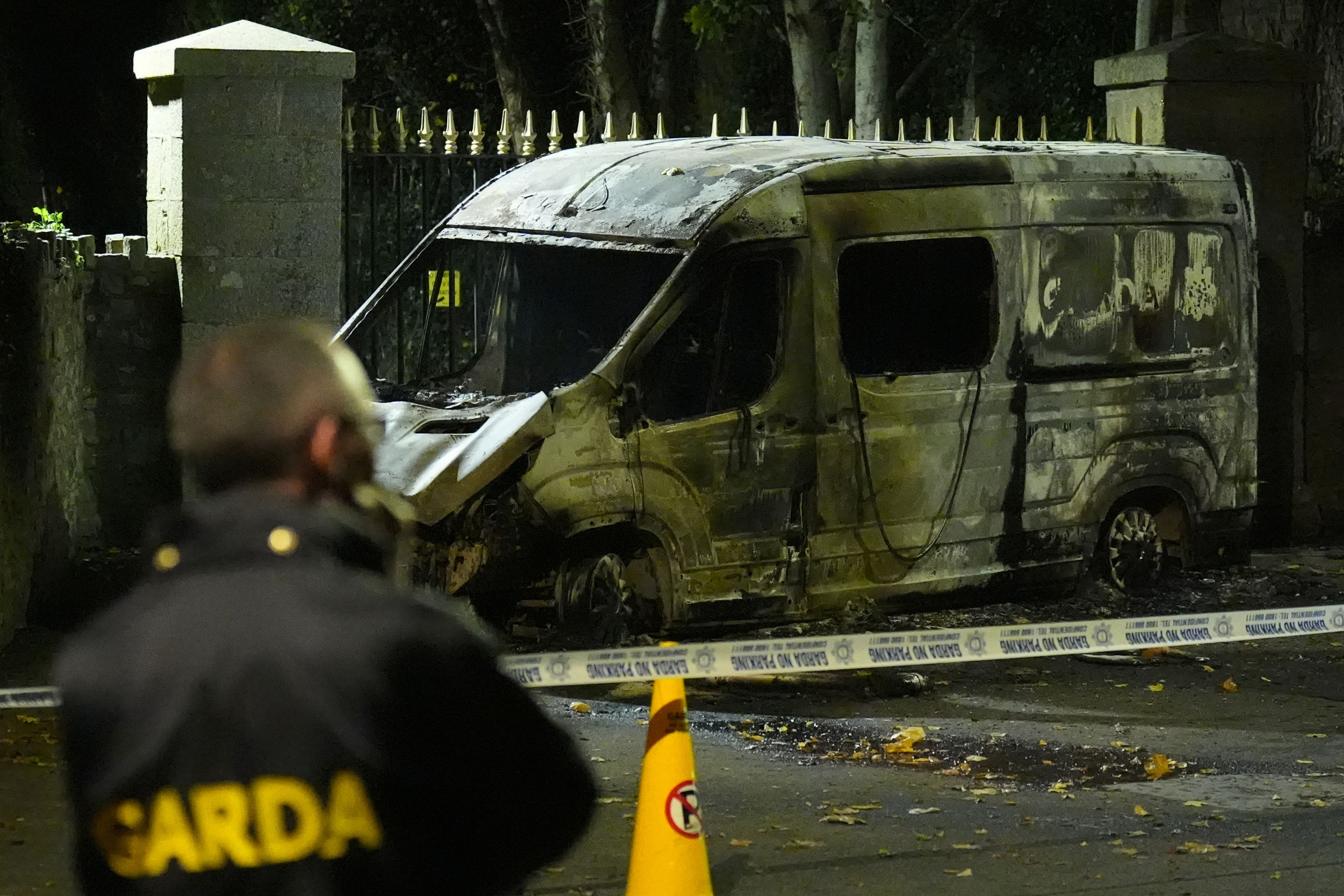 Gardai at the scene, near the Citywest Hotel, where disturbances have flared outside the Dublin hotel which used to house asylum seekers. Picture date: Wednesday October 22, 2025.