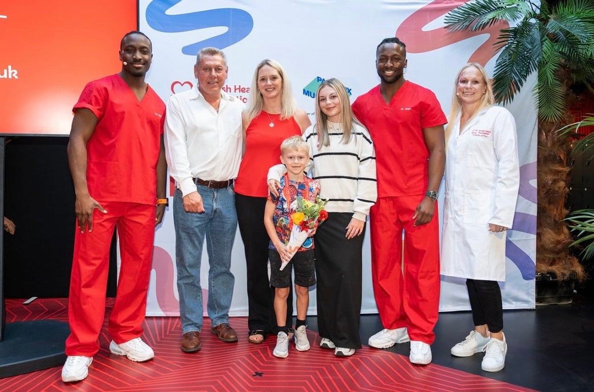 Eddison, pictured with his family and members of the British Heart Foundation, was one of a small number of children from across the UK to be honoured at the BHF’s Young Heart Hero Awards