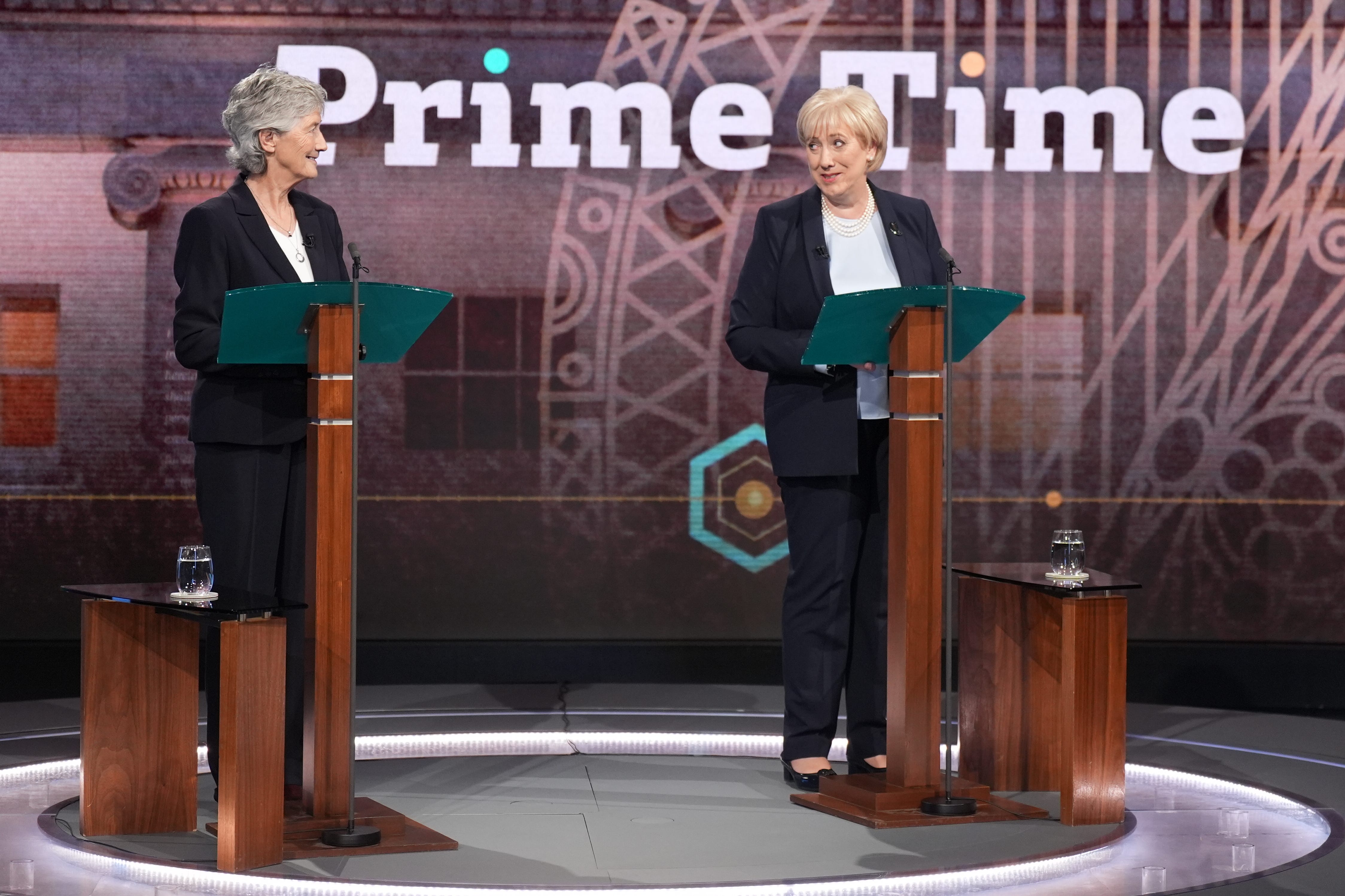 Catherine Connolly, left, and Heather Humphreys took part in a final debate on Tuesday evening (Niall Carson/PA)