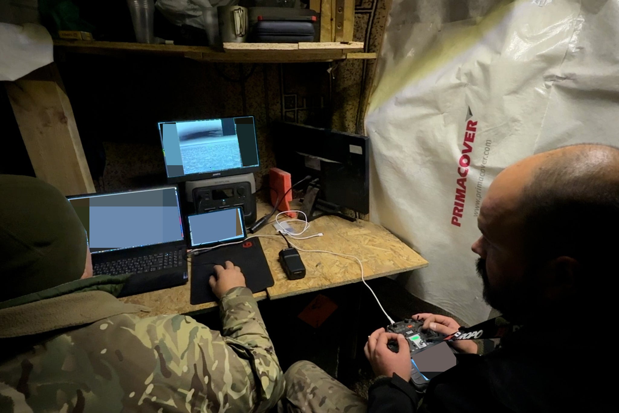 Avi controls the drone remotely from an underground bunker, dug out by hand