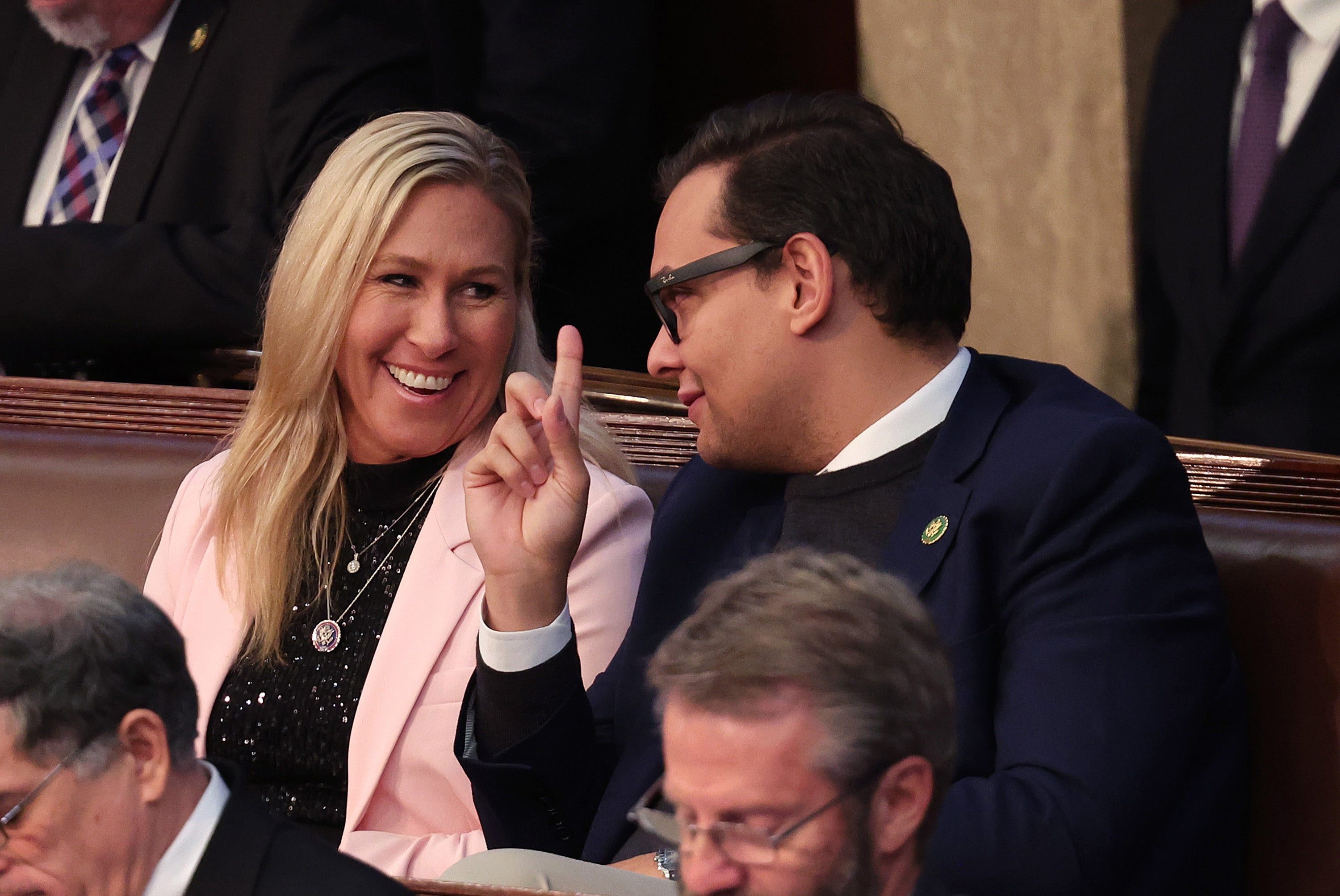 Marjorie Taylor Greene, one of Santos’ closest allies, was in attendence