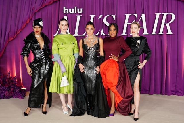 Teyana Taylor, Sarah Paulson, Kim Kardashian, Niecy Nash-Betts and Naomi Watts at the London premiere of All’s Fair (Ian West/PA)